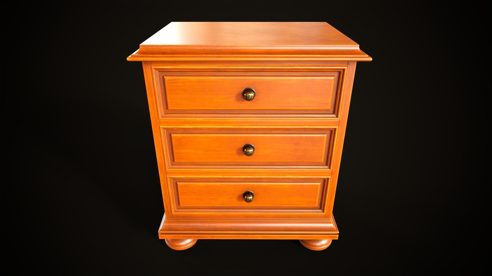 Vintage dresser and nightstand Low-poly 3D model_17