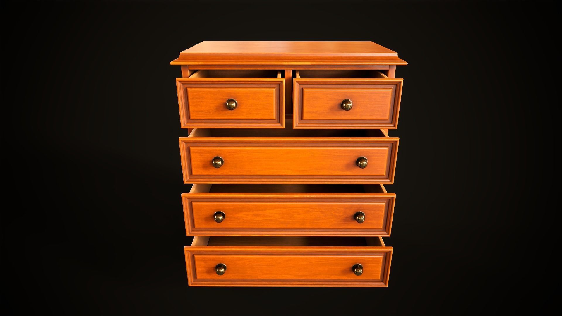 Vintage dresser and nightstand Low-poly 3D model_3