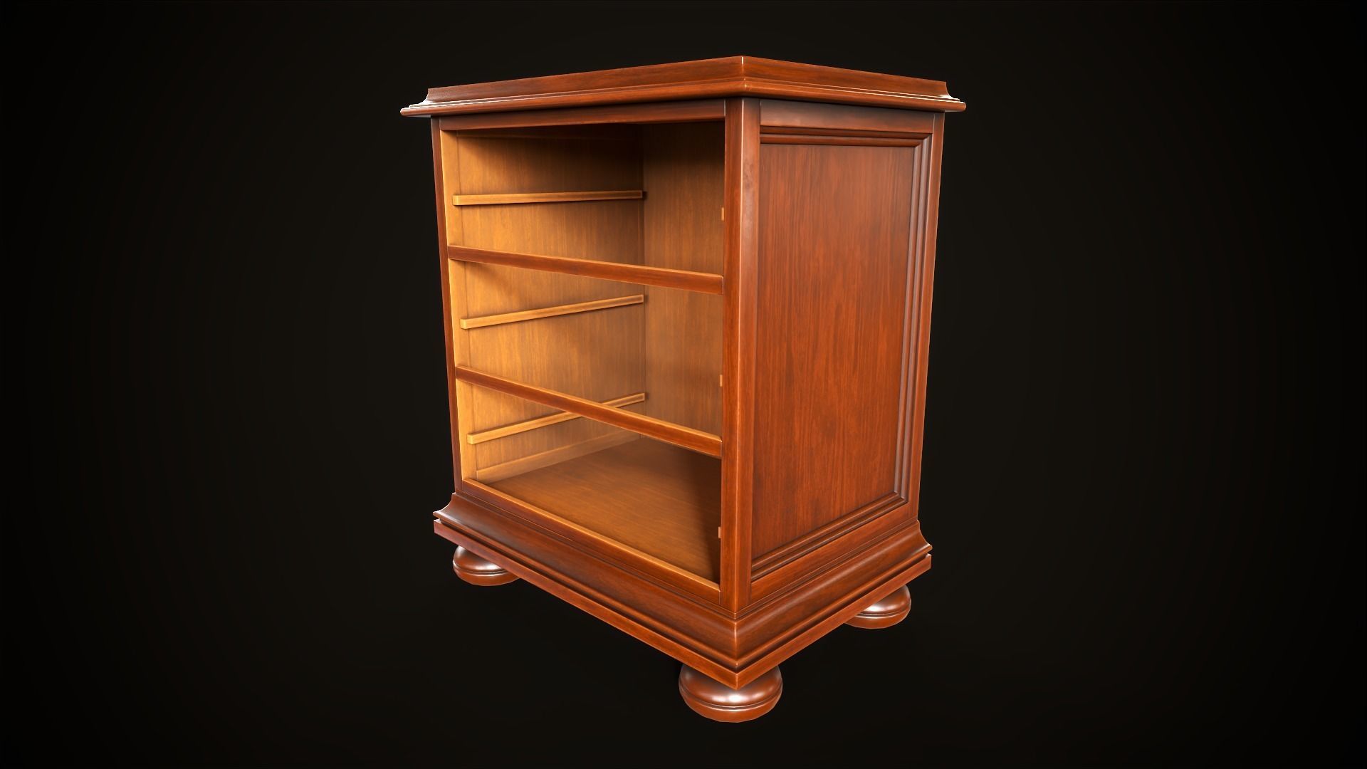 Vintage dresser and nightstand Low-poly 3D model_13