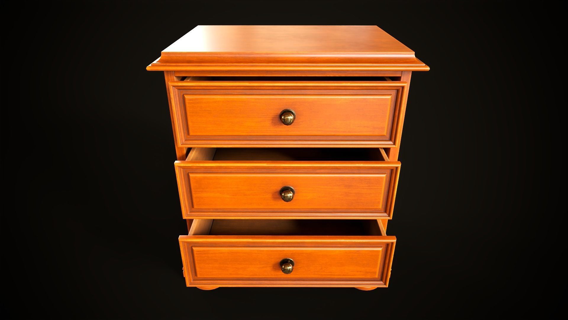 Vintage dresser and nightstand Low-poly 3D model_2