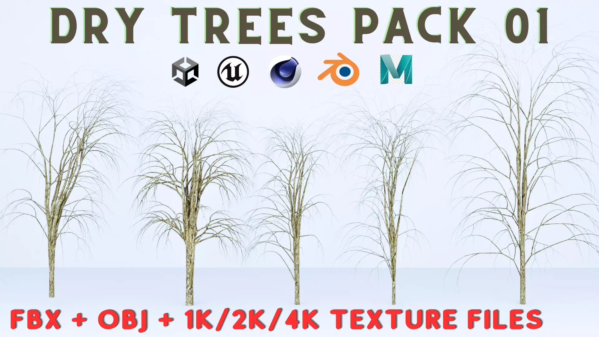 Dry Trees Pack 01 3D model