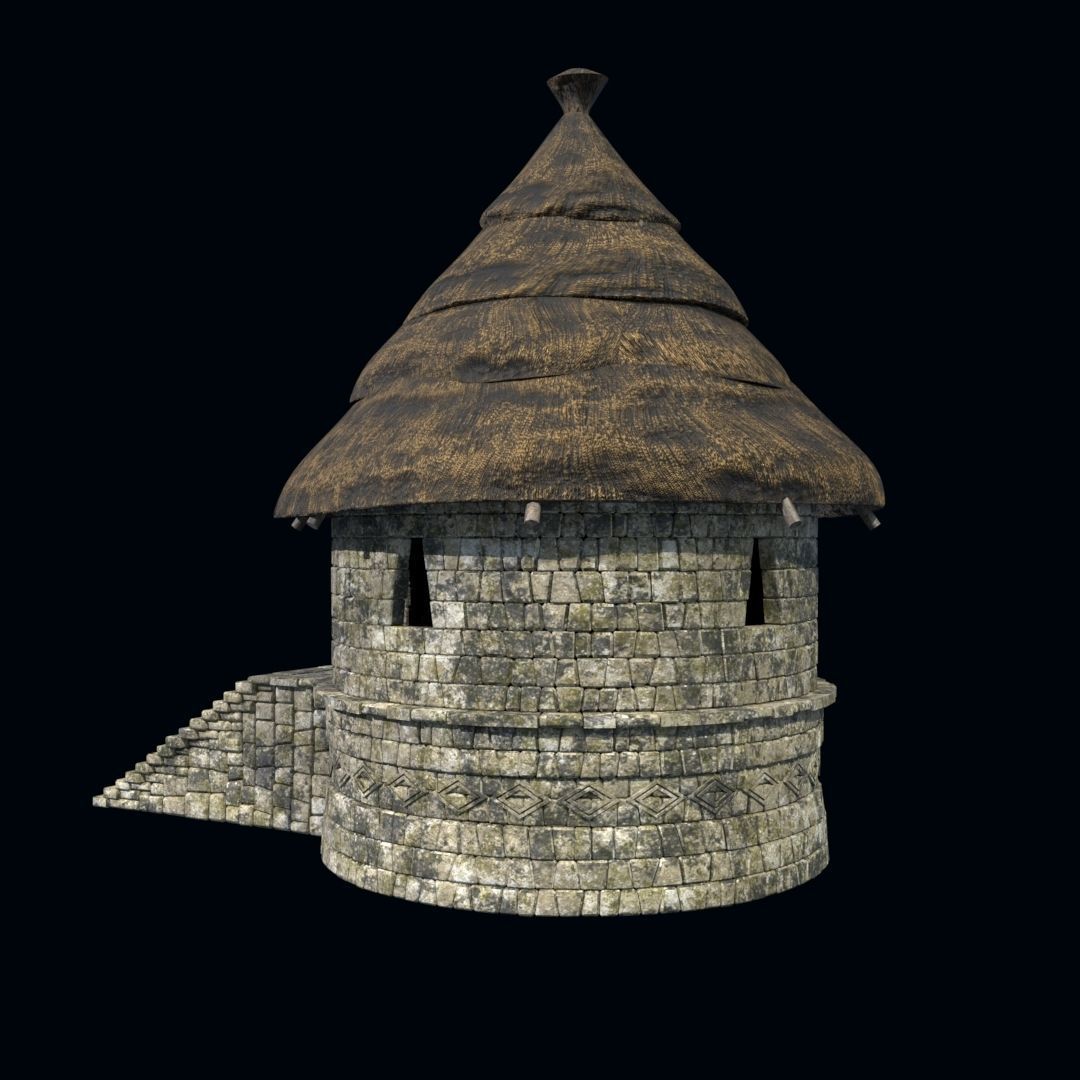 OLD ANCIENT HOUSE AZTEC MAYAN INCA STONE TEMPLE COLLECTION Low-poly 3D model_4