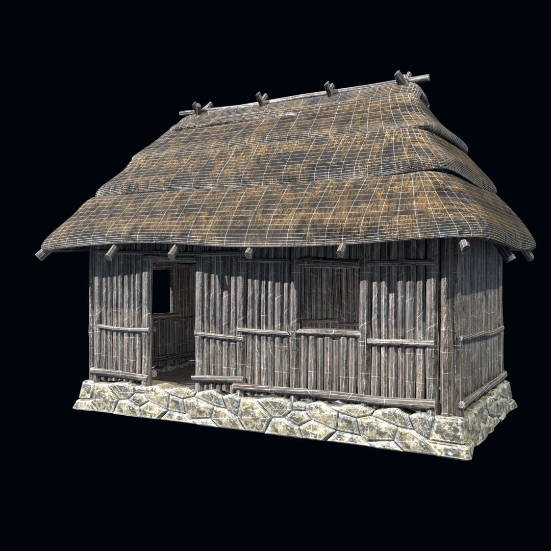 OLD ANCIENT HOUSE AZTEC MAYAN INCA STONE TEMPLE COLLECTION Low-poly 3D model_35