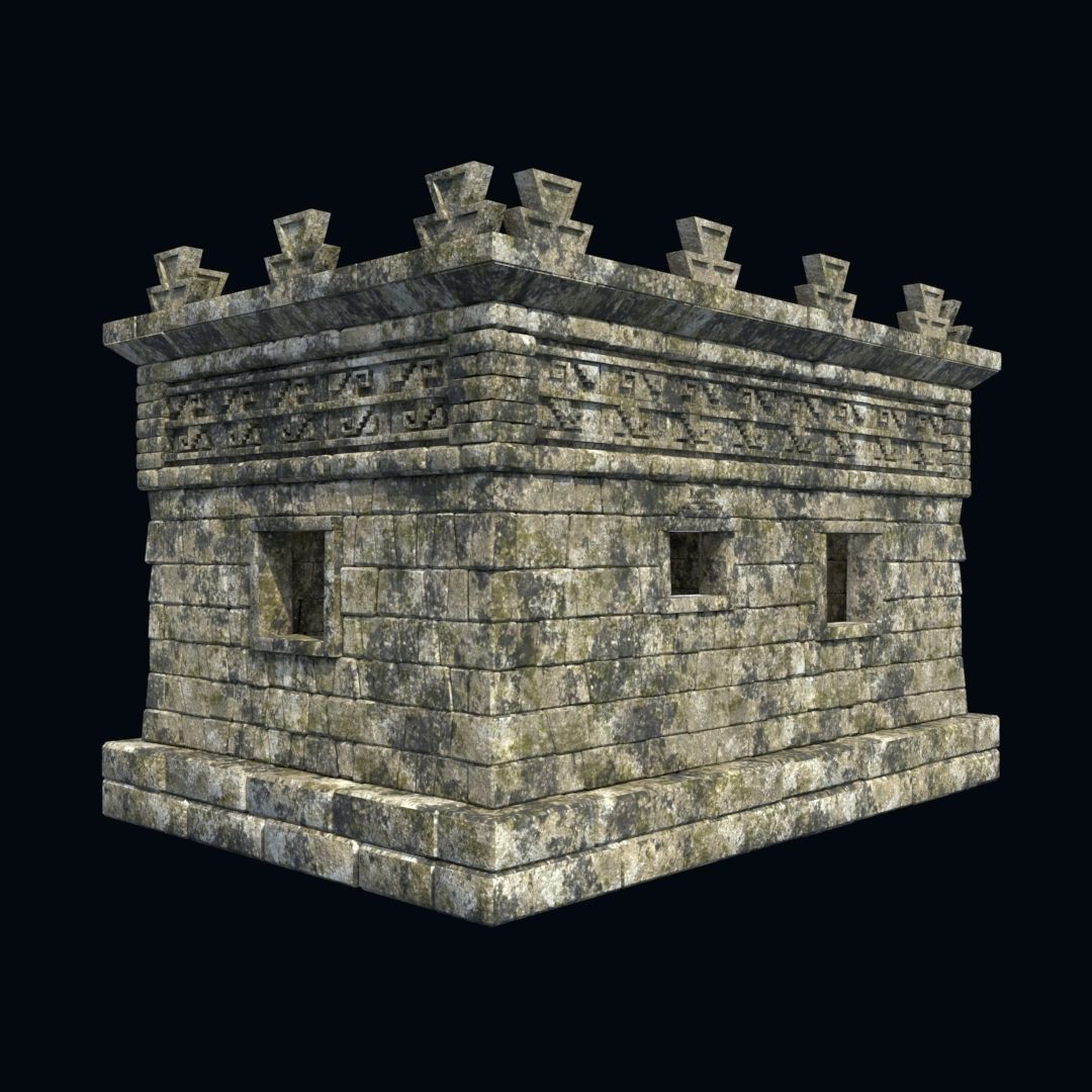 OLD ANCIENT HOUSE AZTEC MAYAN INCA STONE TEMPLE COLLECTION Low-poly 3D model_22