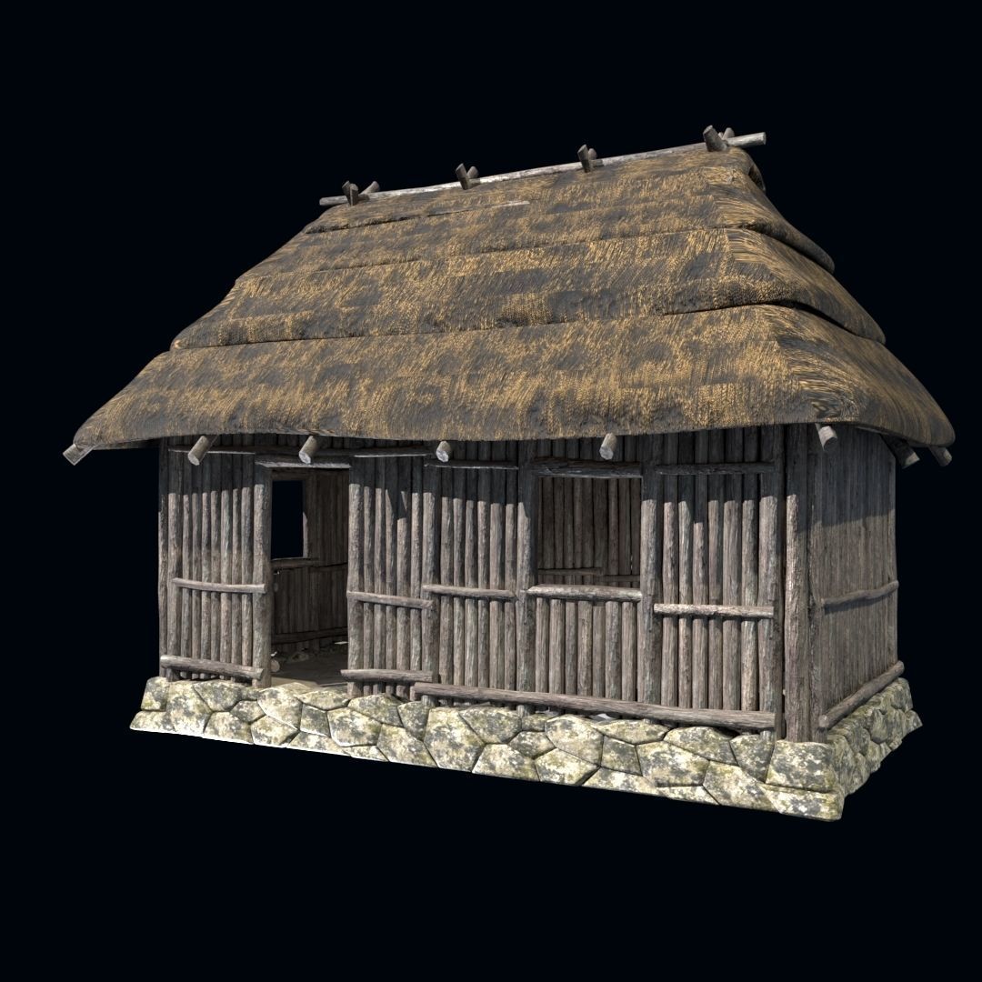 OLD ANCIENT HOUSE AZTEC MAYAN INCA STONE TEMPLE COLLECTION Low-poly 3D model_25