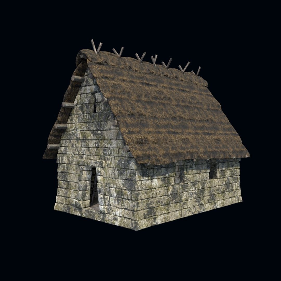 OLD ANCIENT HOUSE AZTEC MAYAN INCA STONE TEMPLE COLLECTION Low-poly 3D model_30