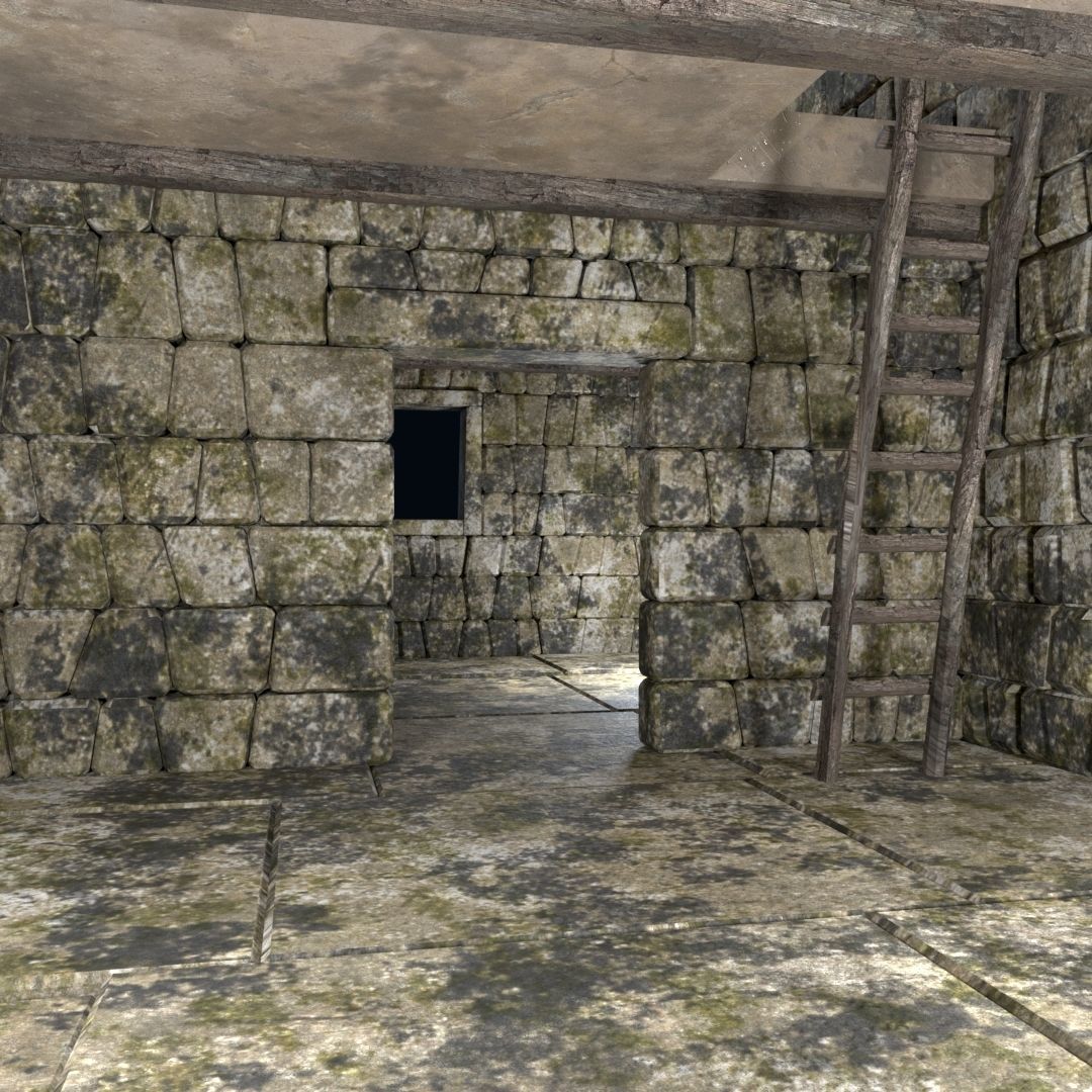 OLD ANCIENT HOUSE AZTEC MAYAN INCA STONE TEMPLE COLLECTION Low-poly 3D model_26