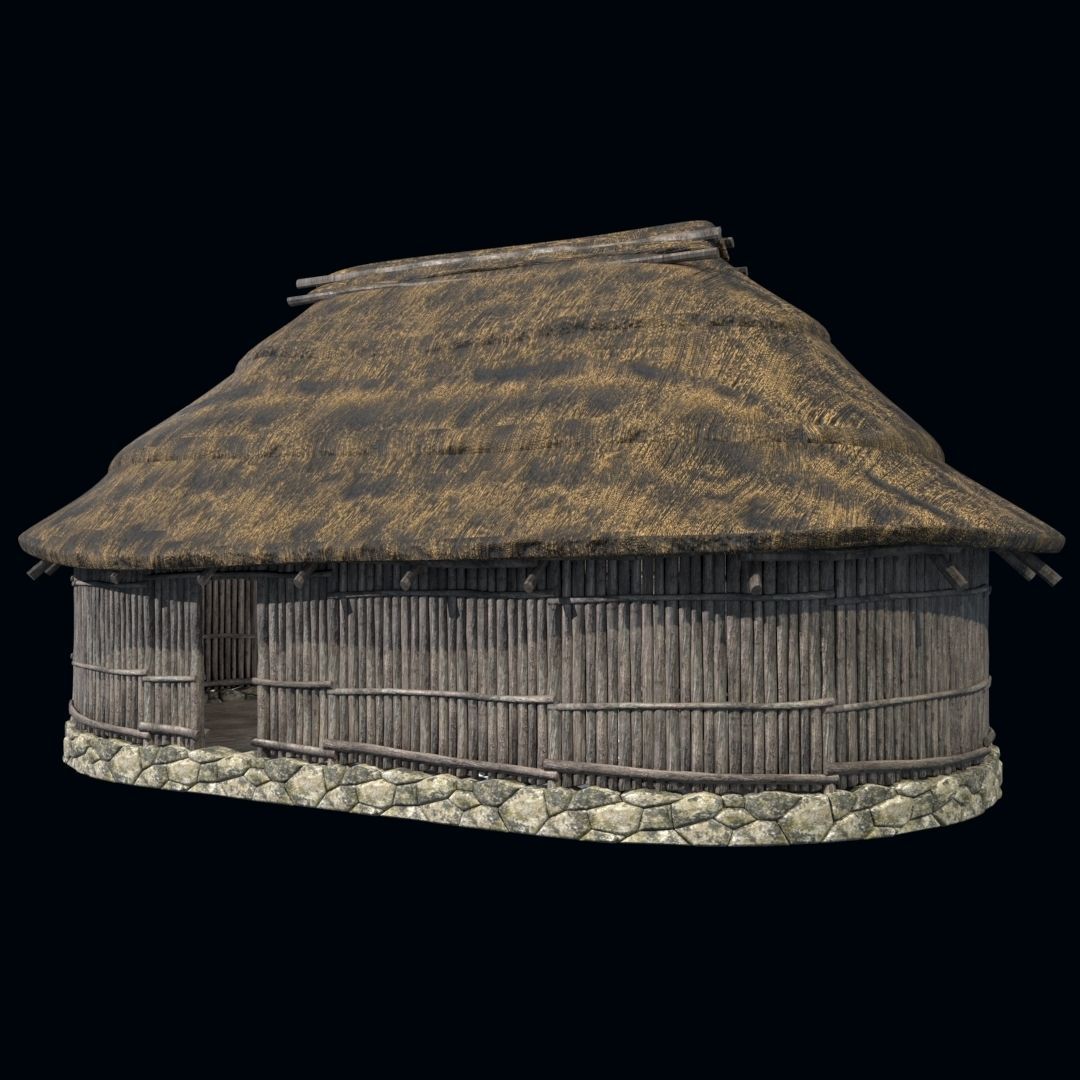 OLD ANCIENT HOUSE AZTEC MAYAN INCA STONE TEMPLE COLLECTION Low-poly 3D model_7
