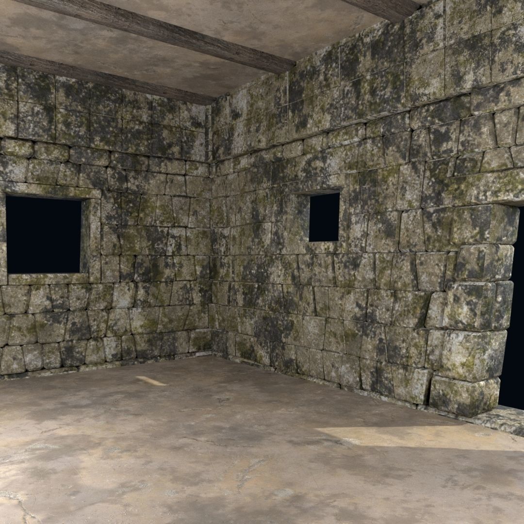 OLD ANCIENT HOUSE AZTEC MAYAN INCA STONE TEMPLE COLLECTION Low-poly 3D model_6