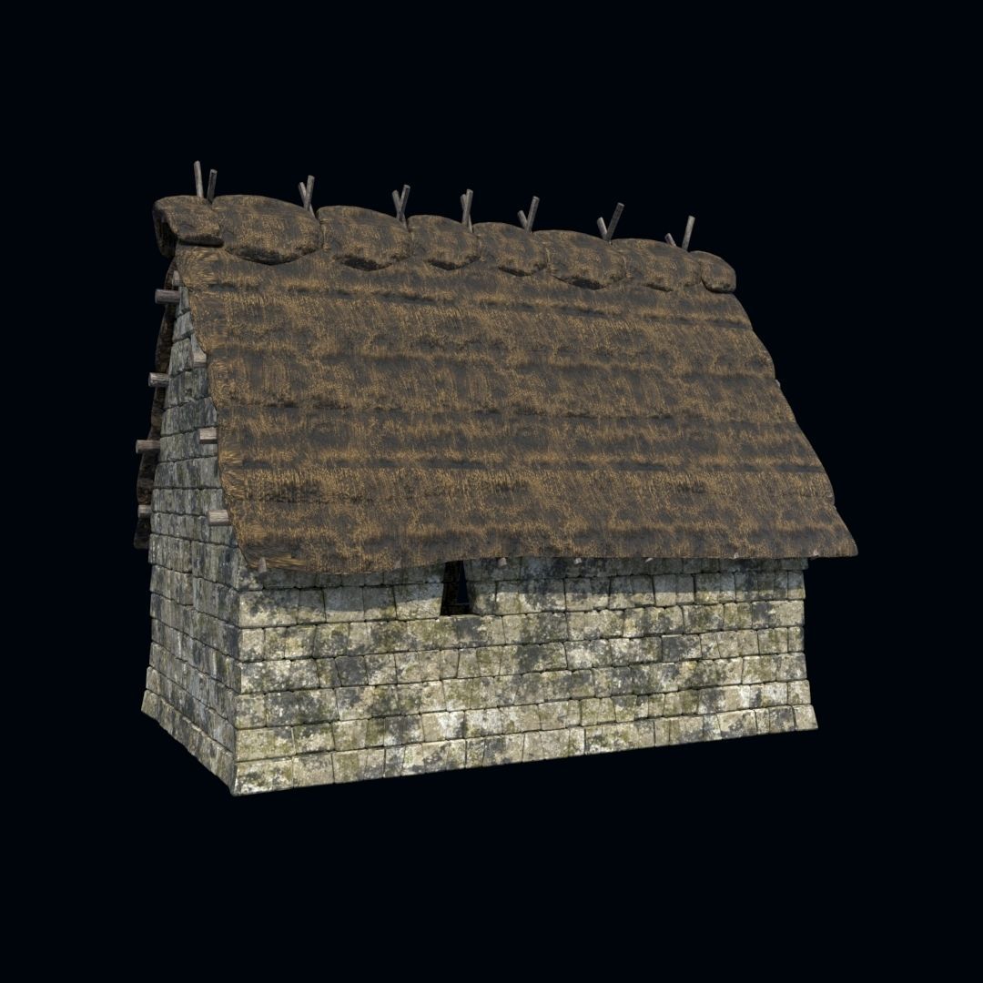 OLD ANCIENT HOUSE AZTEC MAYAN INCA STONE TEMPLE COLLECTION Low-poly 3D model_27