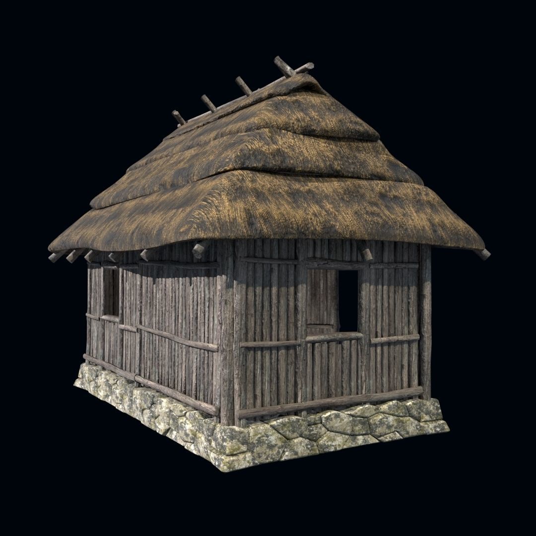 OLD ANCIENT HOUSE AZTEC MAYAN INCA STONE TEMPLE COLLECTION Low-poly 3D model_16