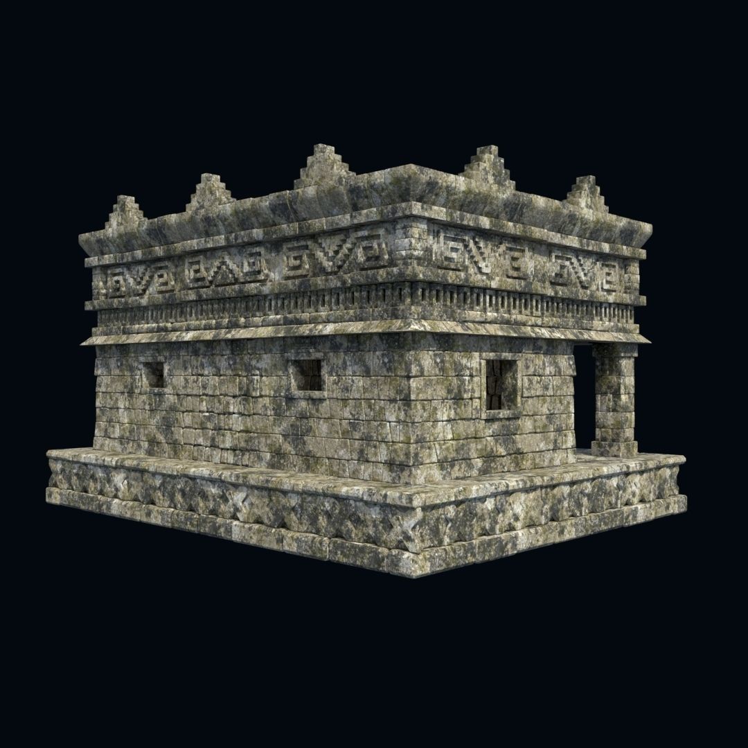 OLD ANCIENT HOUSE AZTEC MAYAN INCA STONE TEMPLE COLLECTION Low-poly 3D model_21