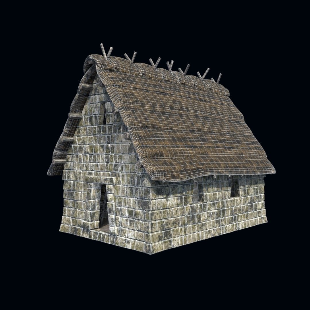 OLD ANCIENT HOUSE AZTEC MAYAN INCA STONE TEMPLE COLLECTION Low-poly 3D model_10