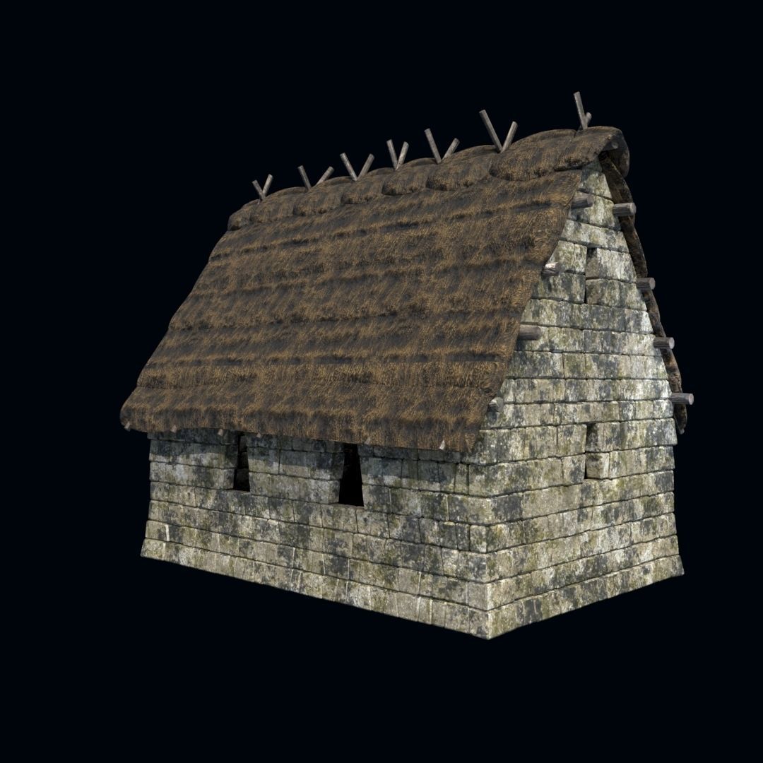 OLD ANCIENT HOUSE AZTEC MAYAN INCA STONE TEMPLE COLLECTION Low-poly 3D model_44
