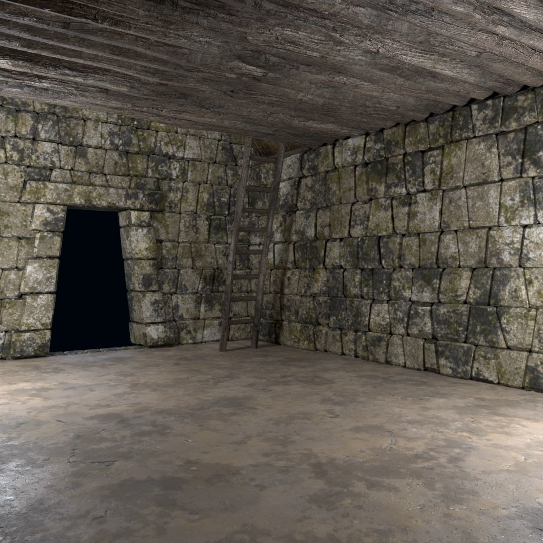 OLD ANCIENT HOUSE AZTEC MAYAN INCA STONE TEMPLE COLLECTION Low-poly 3D model_42