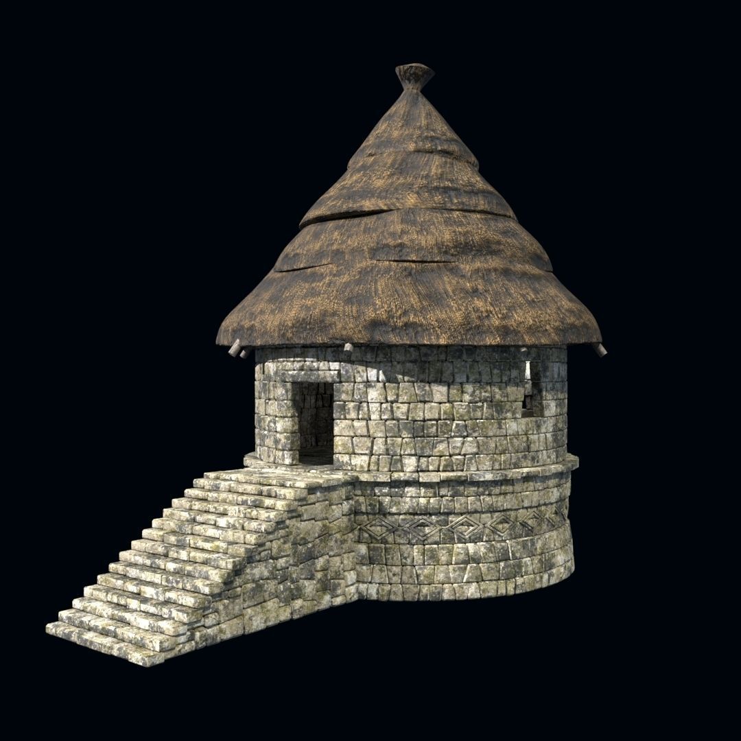 OLD ANCIENT HOUSE AZTEC MAYAN INCA STONE TEMPLE COLLECTION Low-poly 3D model_40