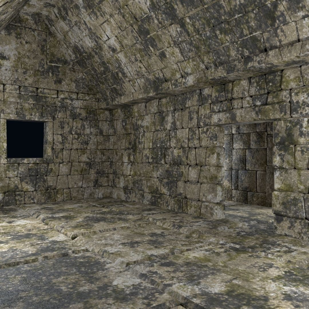 OLD ANCIENT HOUSE AZTEC MAYAN INCA STONE TEMPLE COLLECTION Low-poly 3D model_18