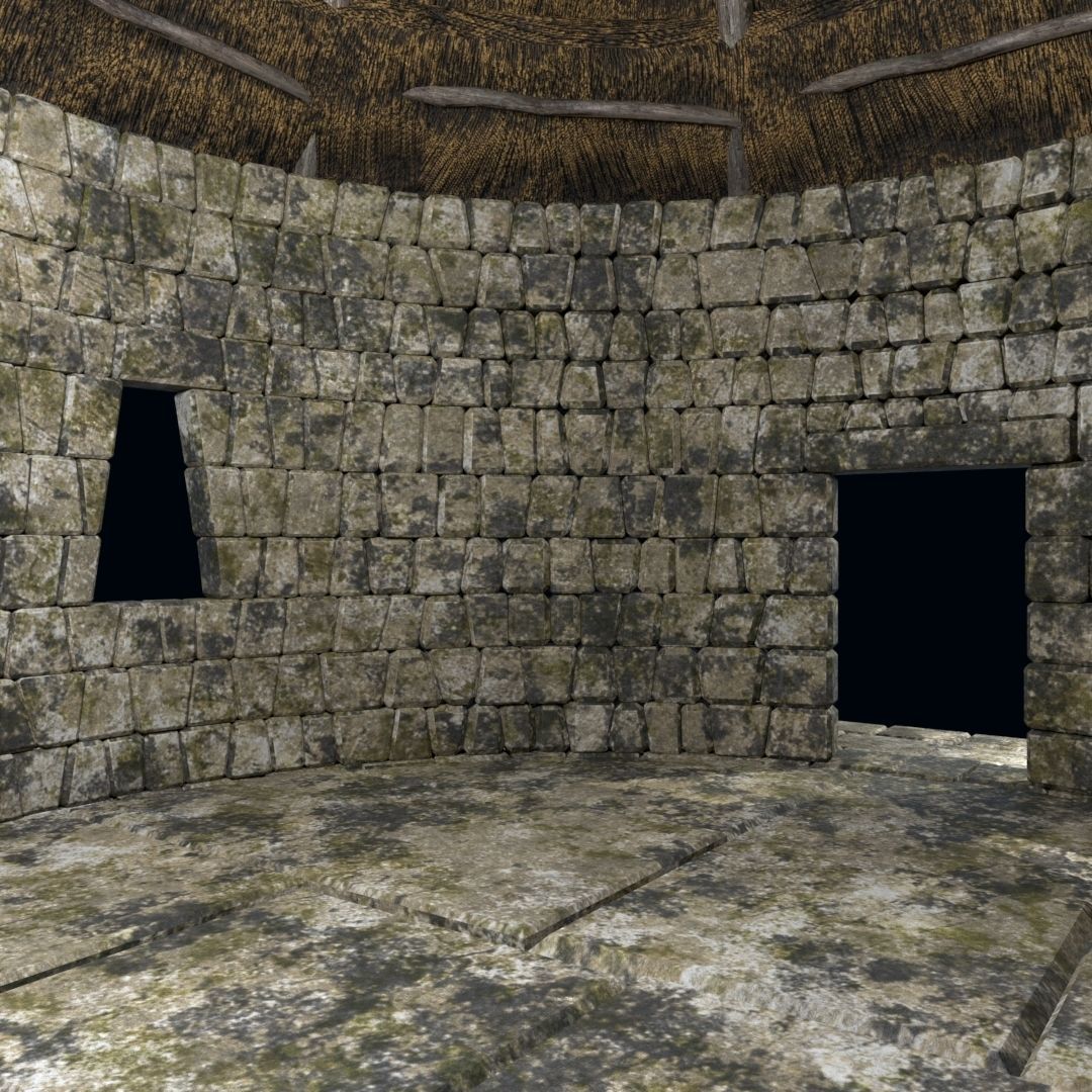 OLD ANCIENT HOUSE AZTEC MAYAN INCA STONE TEMPLE COLLECTION Low-poly 3D model_24