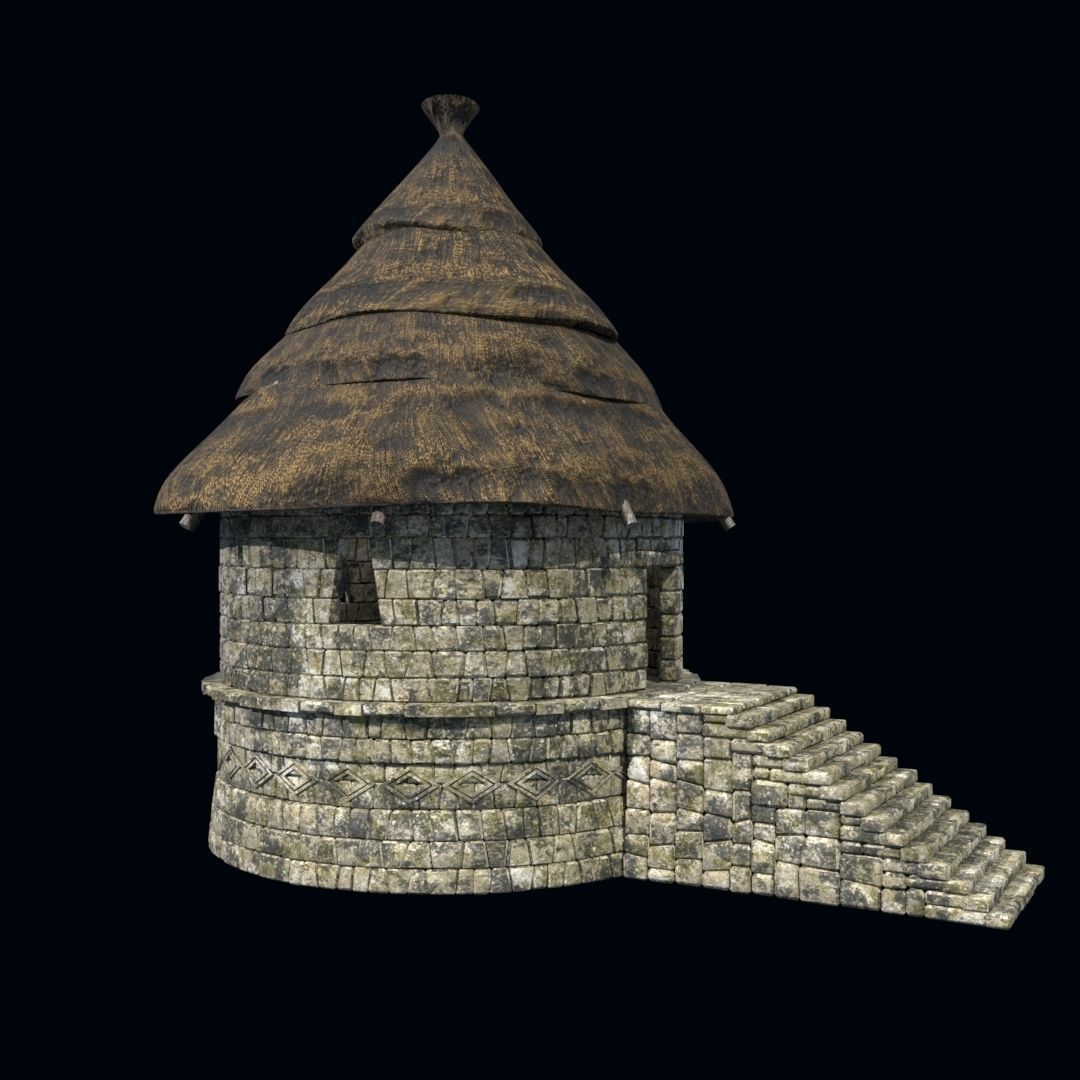 OLD ANCIENT HOUSE AZTEC MAYAN INCA STONE TEMPLE COLLECTION Low-poly 3D model_43