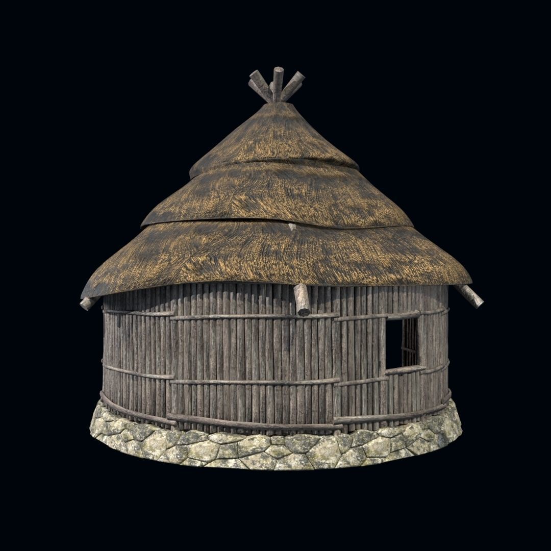 OLD ANCIENT HOUSE AZTEC MAYAN INCA STONE TEMPLE COLLECTION Low-poly 3D model_13