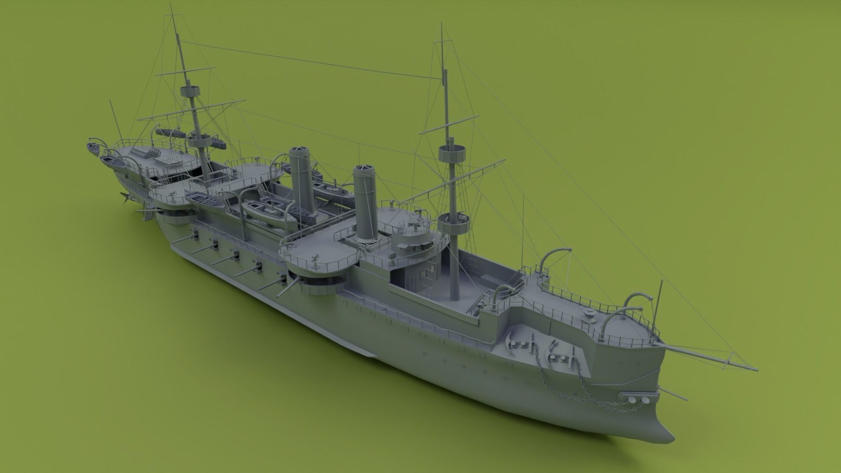 Brazilian Cruiser Almirante Tamandare 3D model_10