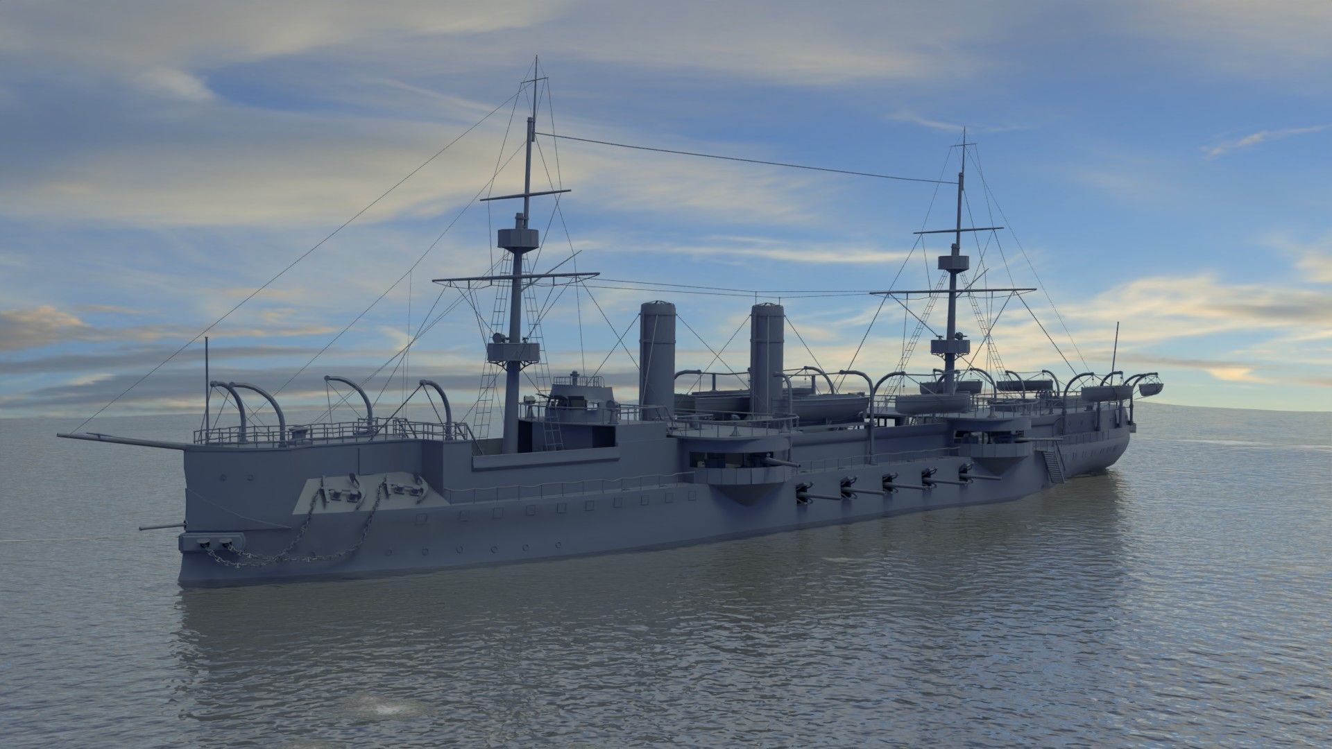 Brazilian Cruiser Almirante Tamandare 3D model_1