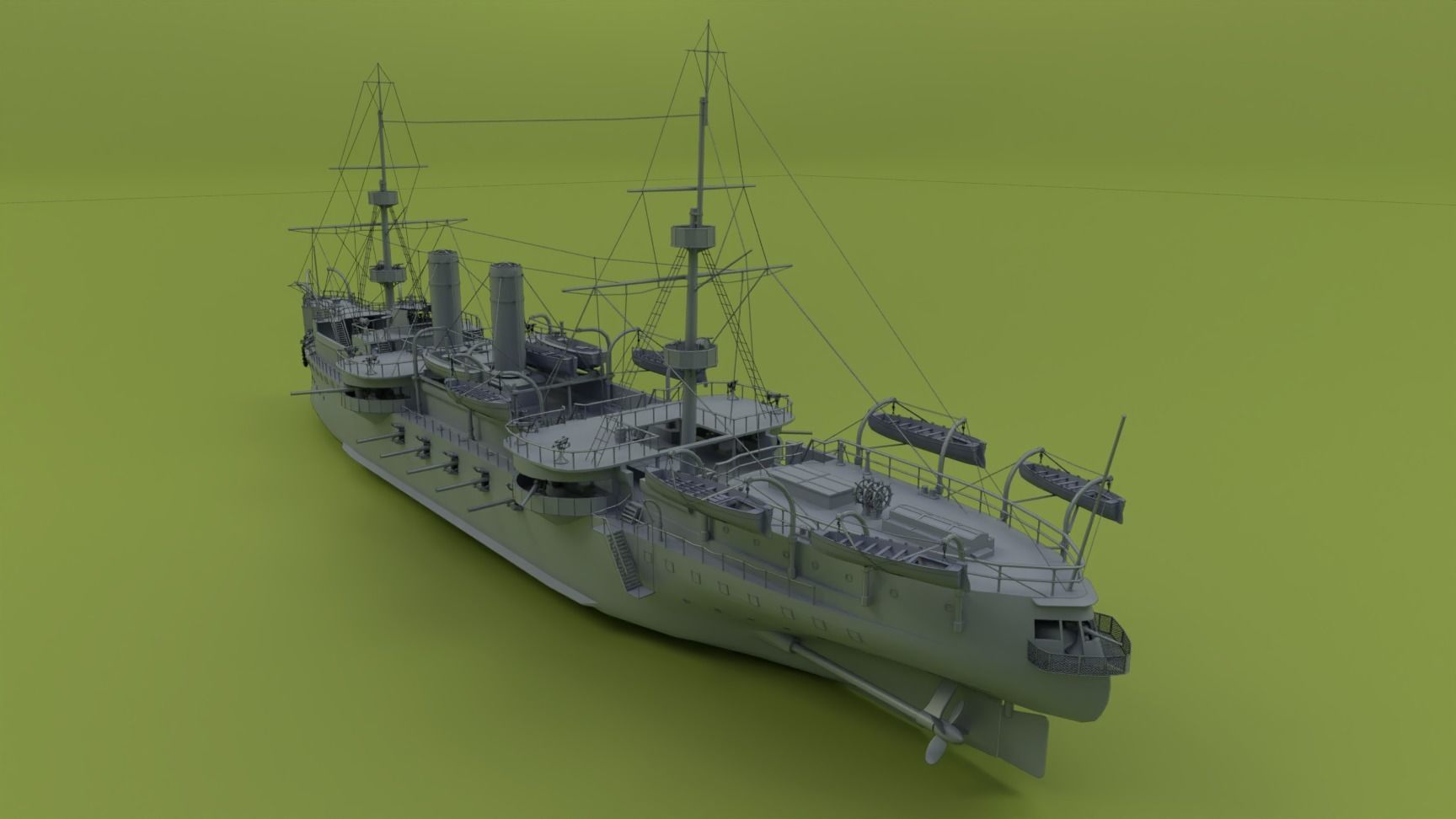 Brazilian Cruiser Almirante Tamandare 3D model_6