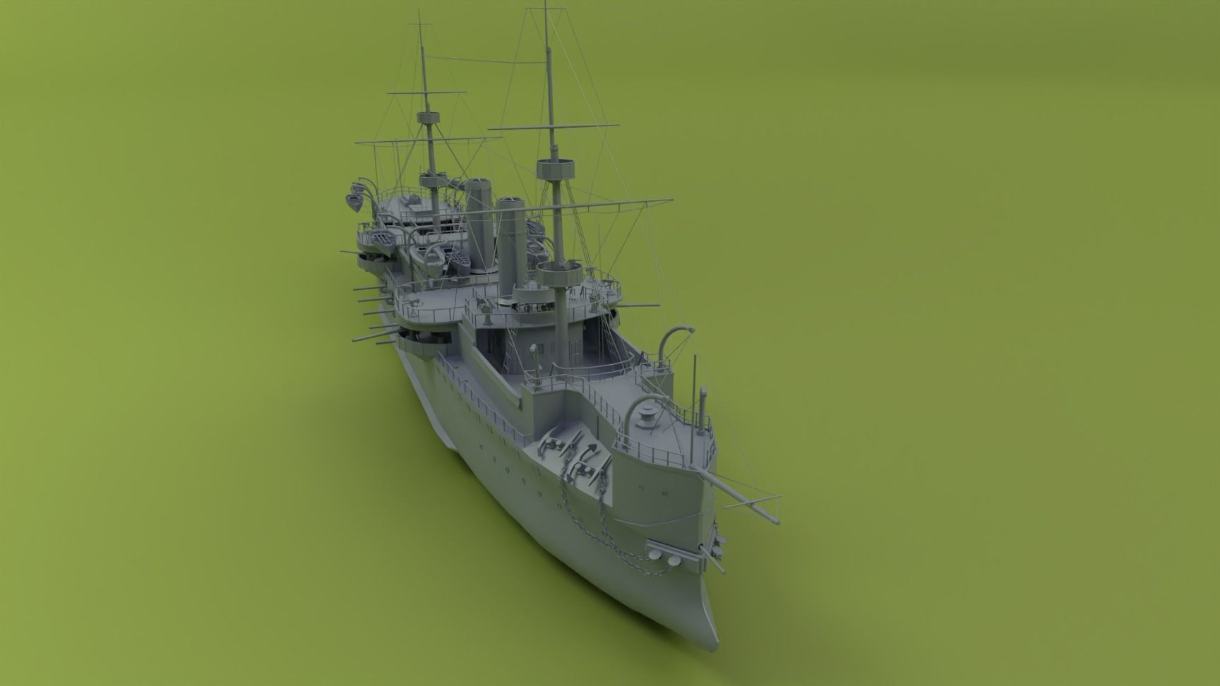 Brazilian Cruiser Almirante Tamandare 3D model_11