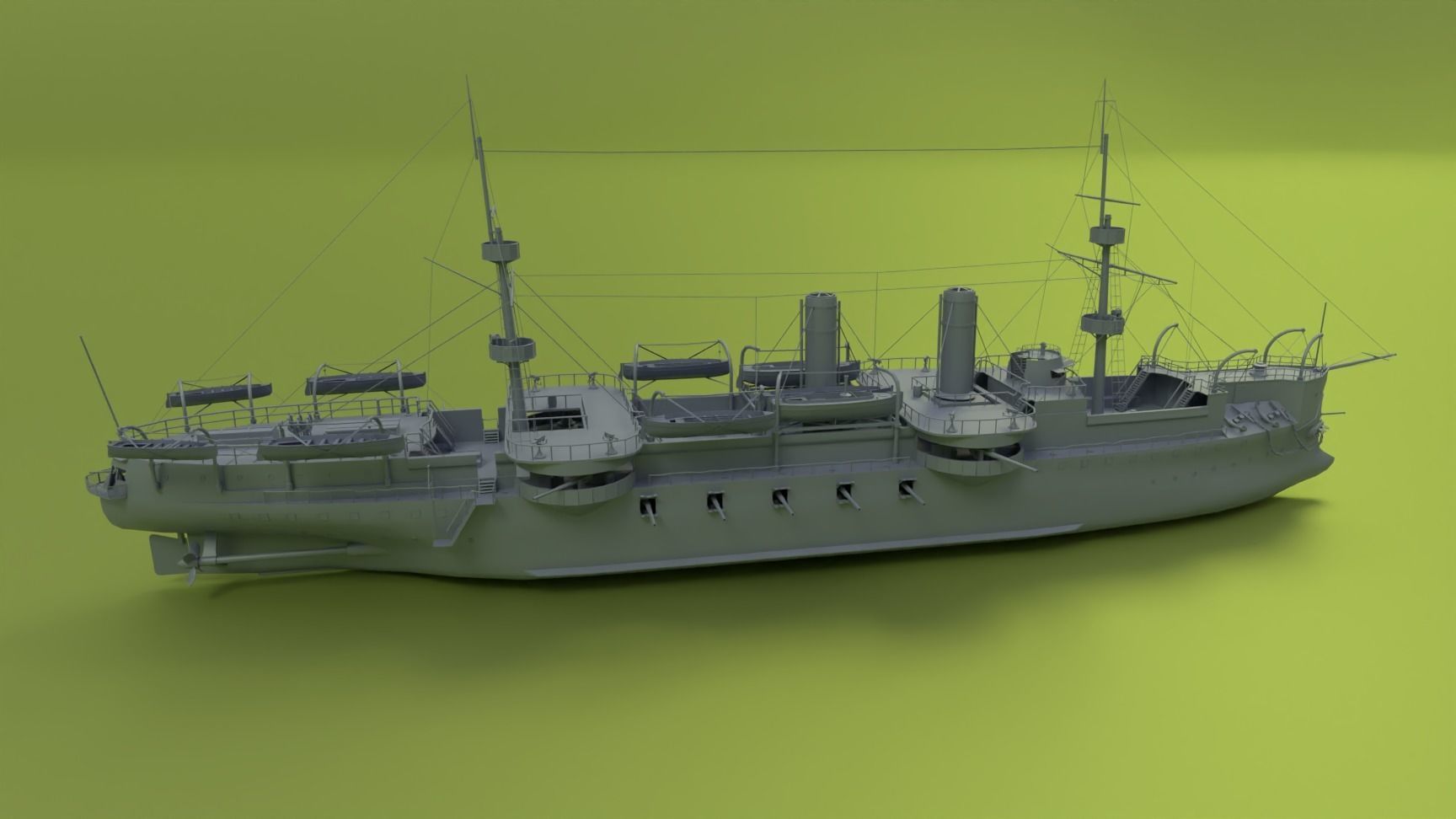 Brazilian Cruiser Almirante Tamandare 3D model_9