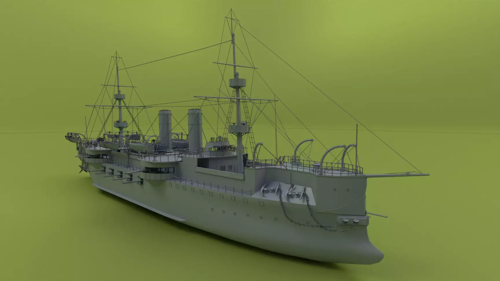 Brazilian Cruiser Almirante Tamandare 3D model_0