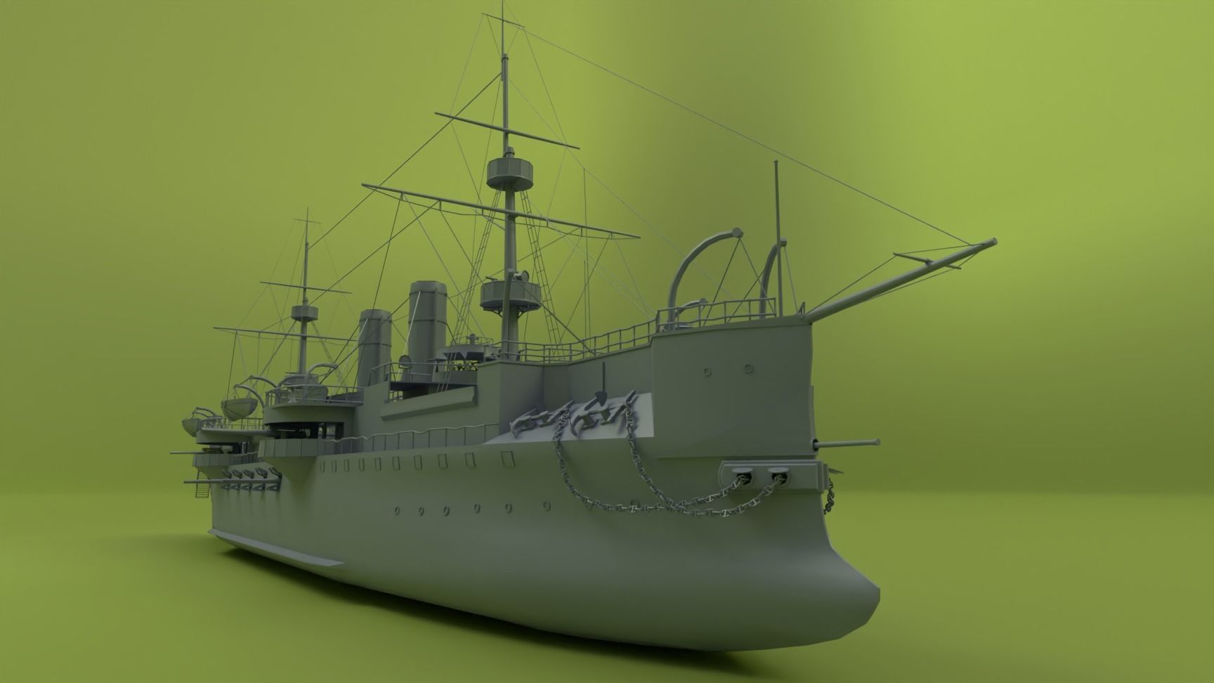 Brazilian Cruiser Almirante Tamandare 3D model_16