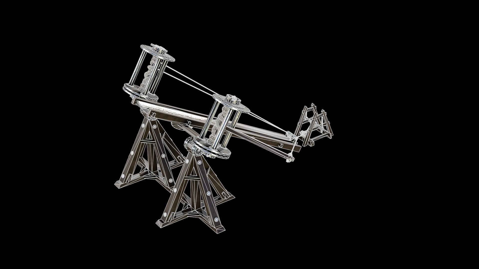Medieval Siege Weapon - Big Ballista Low-poly 3D model_9