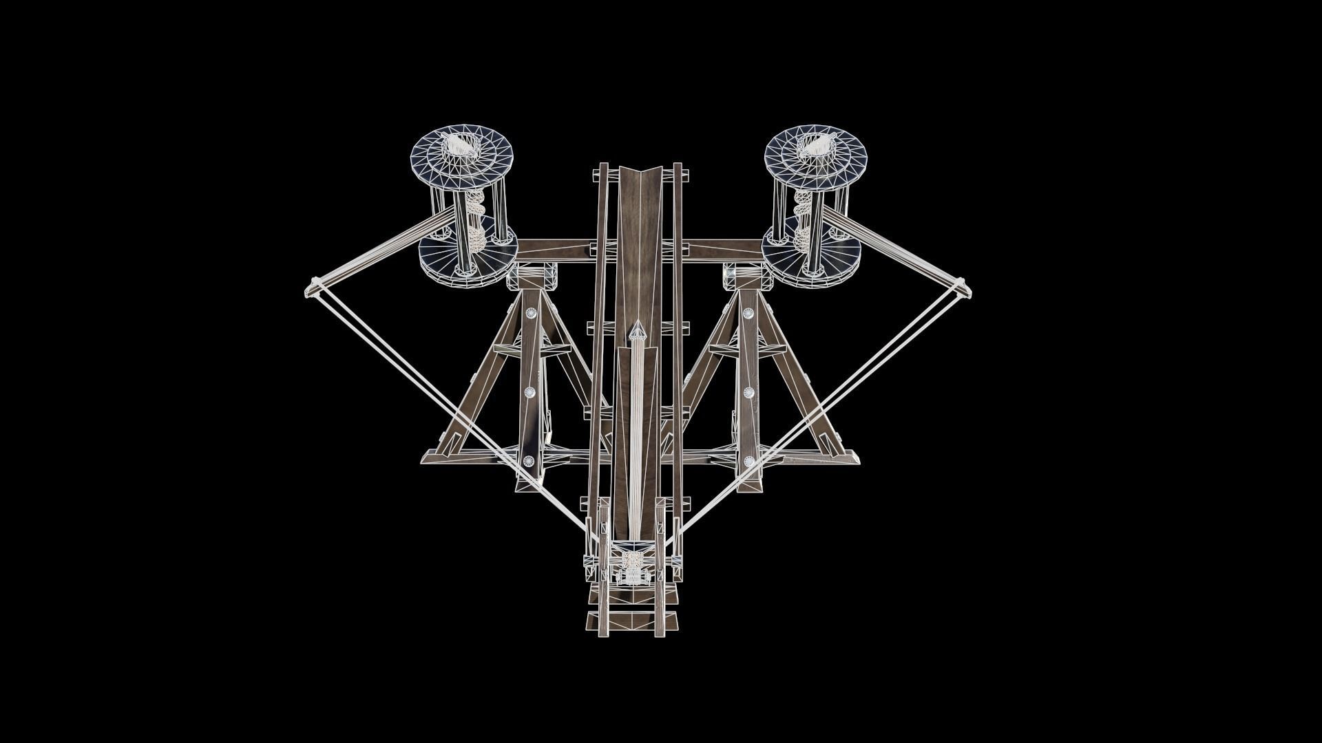 Medieval Siege Weapon - Big Ballista Low-poly 3D model_8