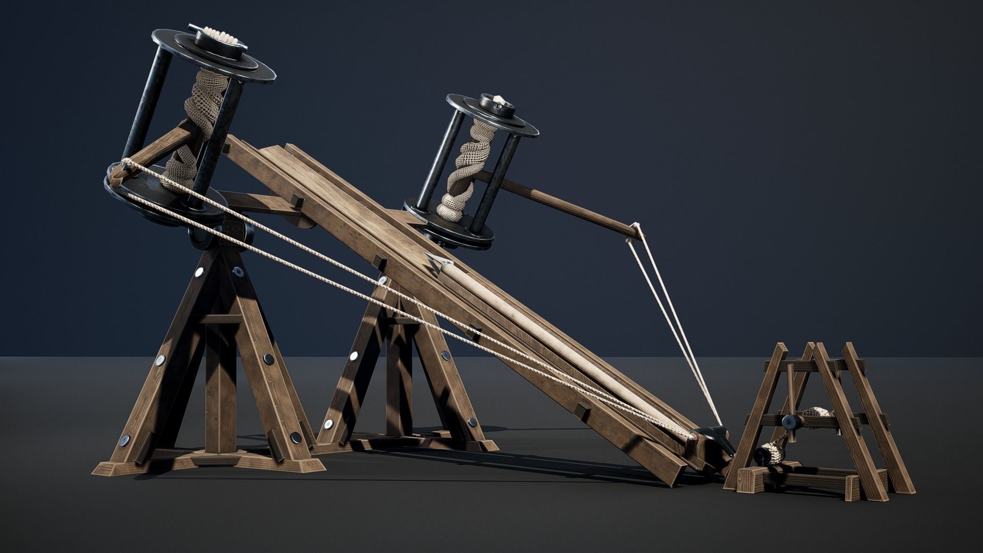 Medieval Siege Weapon - Big Ballista Low-poly 3D model_2
