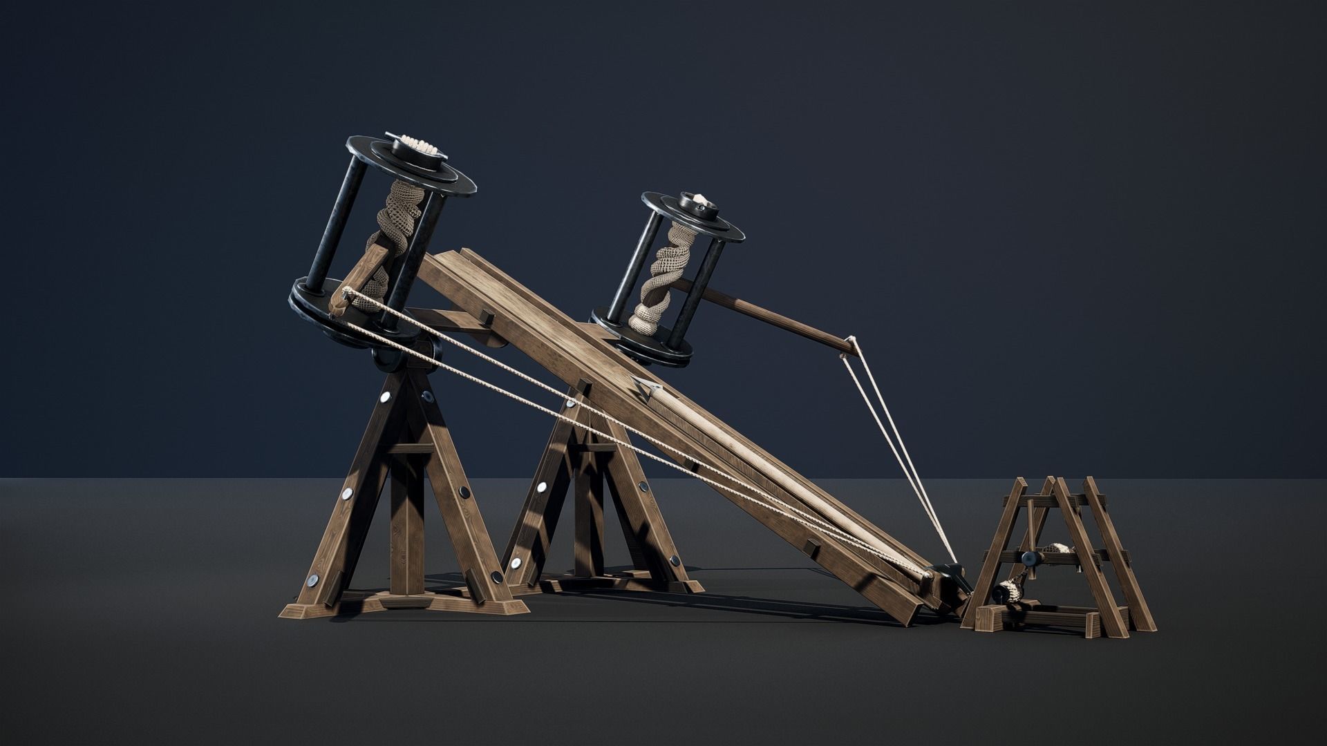Medieval Siege Weapon - Big Ballista Low-poly 3D model_1