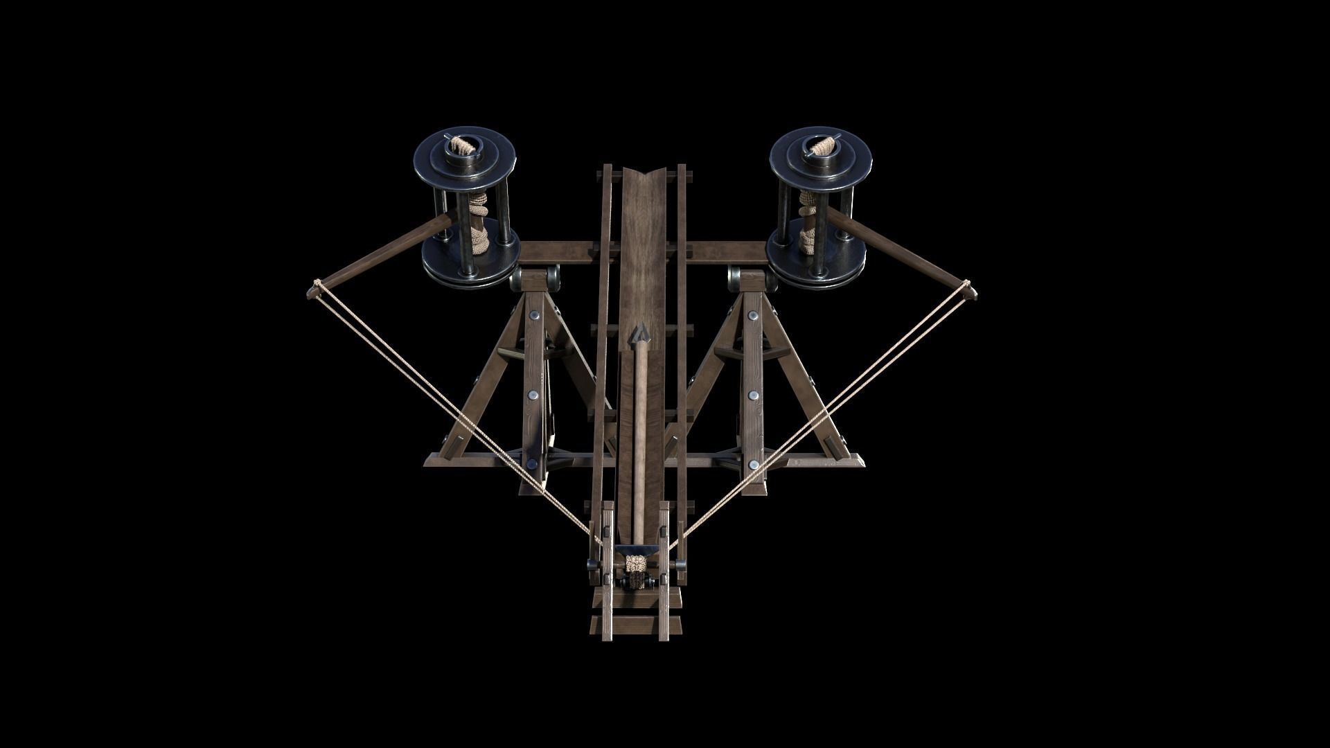 Medieval Siege Weapon - Big Ballista Low-poly 3D model_3