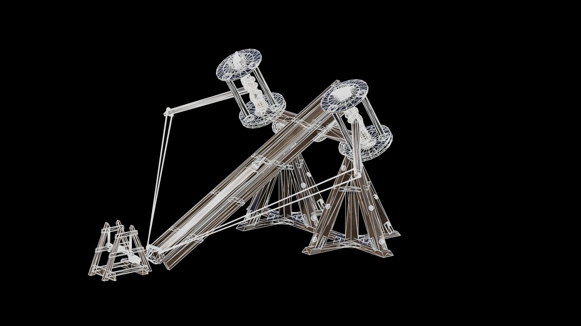 Medieval Siege Weapon - Big Ballista Low-poly 3D model_7