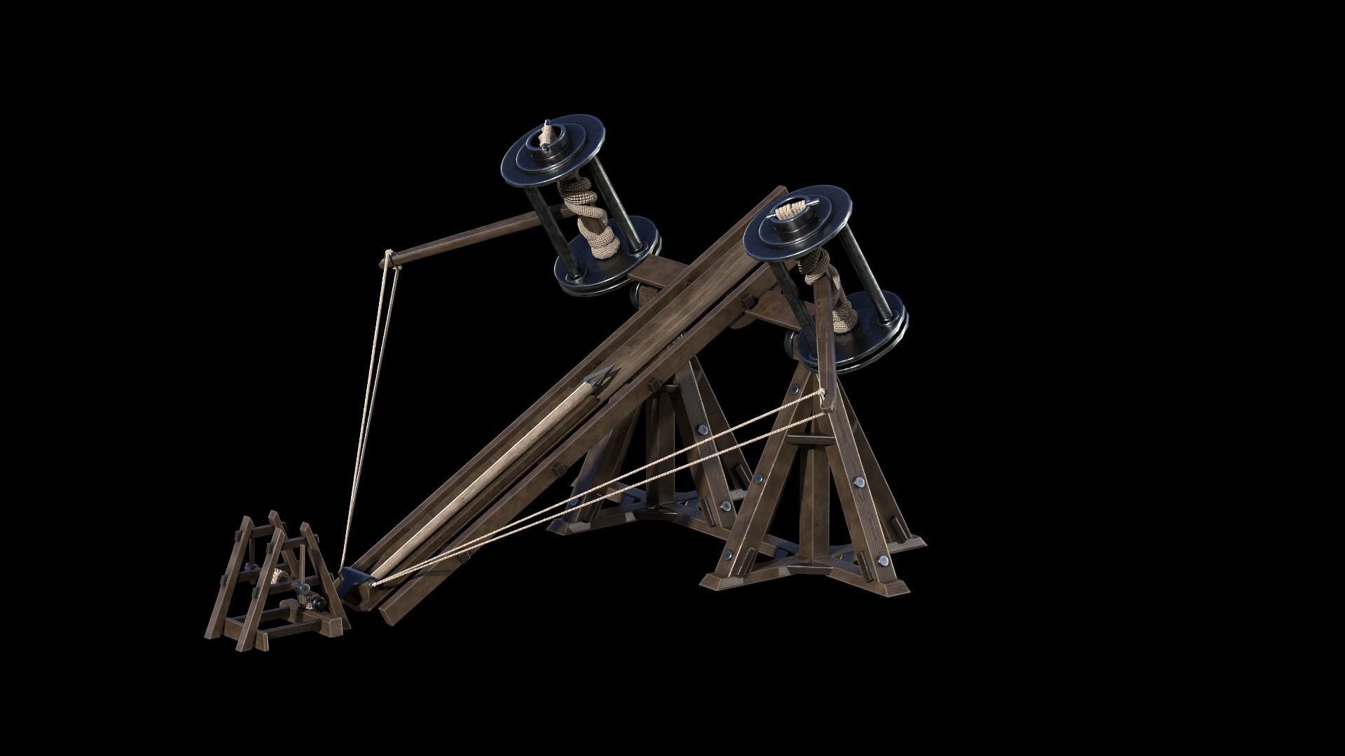 Medieval Siege Weapon - Big Ballista Low-poly 3D model_4