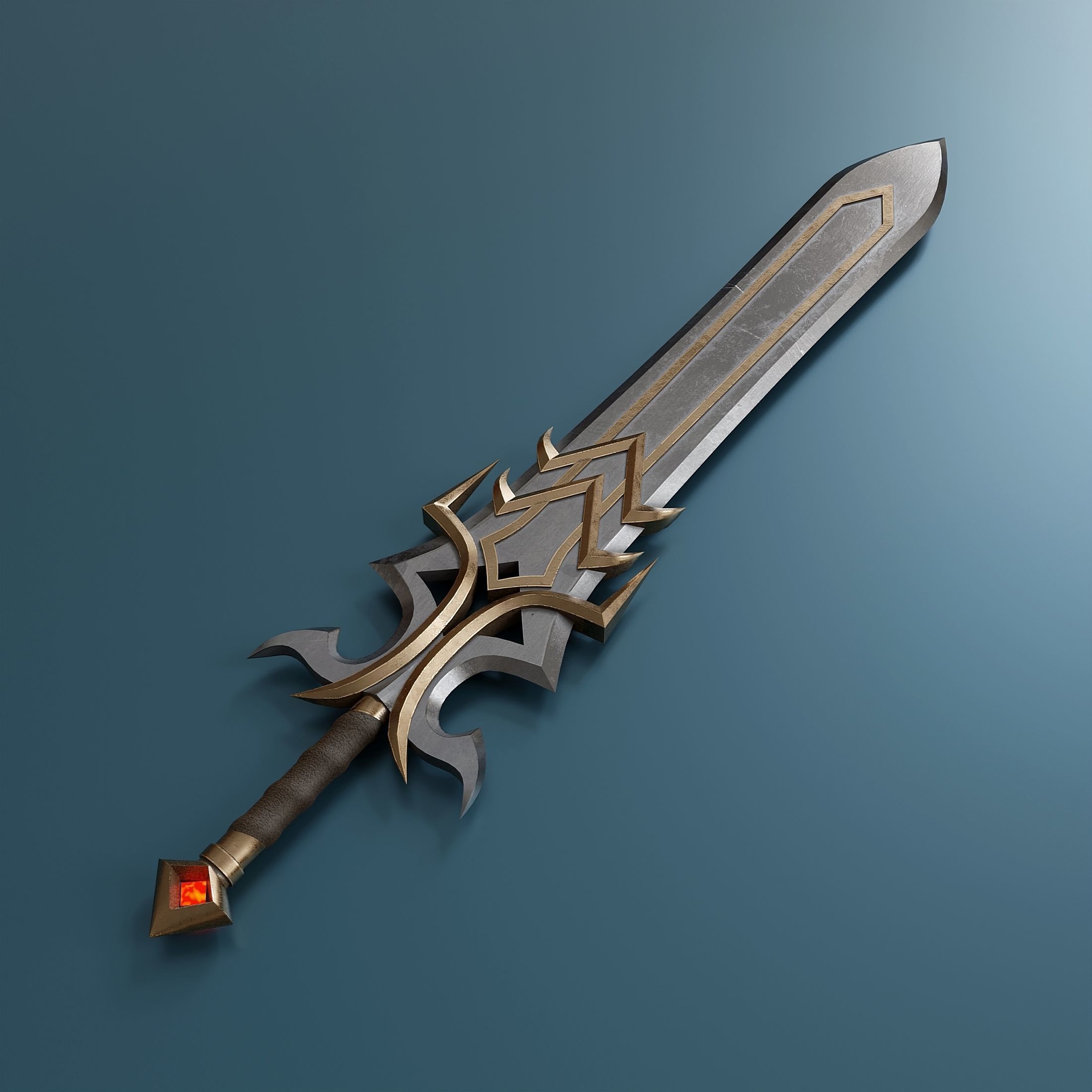 Small set of fantasy weapons Low-poly 3D model_3