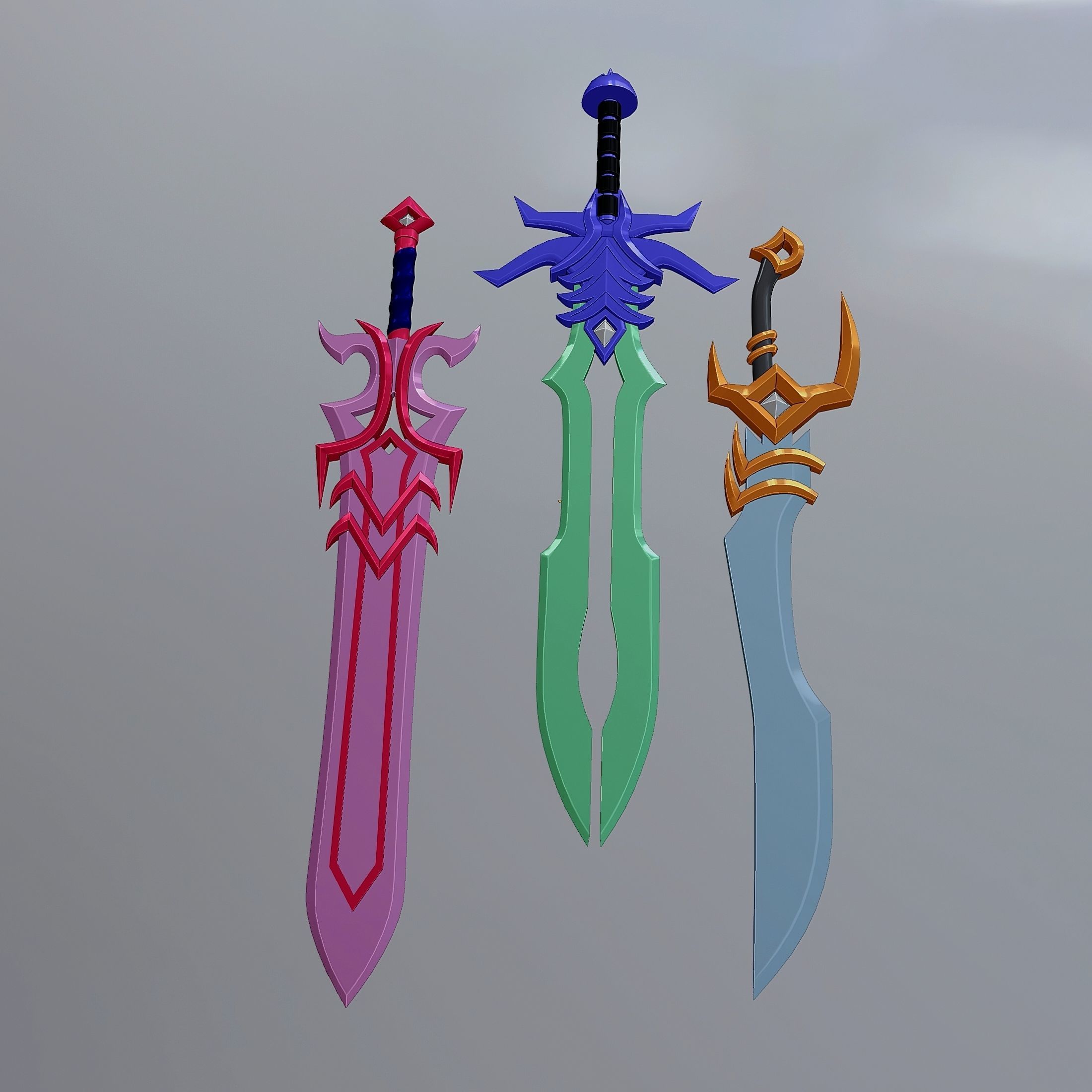 Small set of fantasy weapons Low-poly 3D model_8