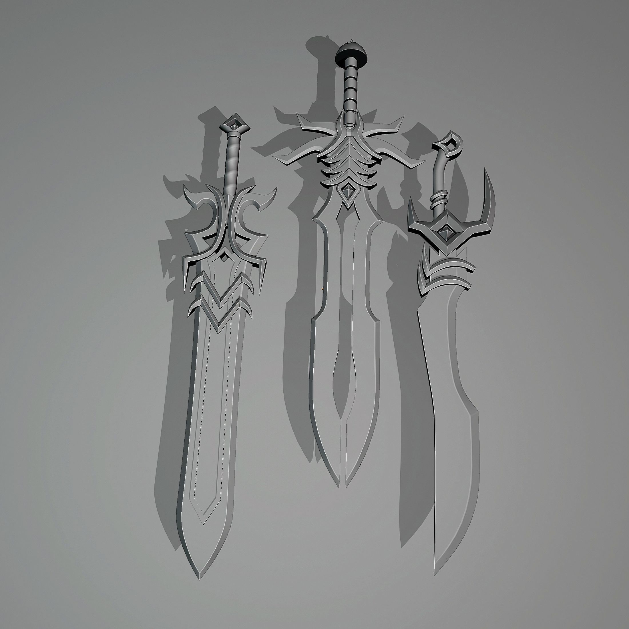 Small set of fantasy weapons Low-poly 3D model_7