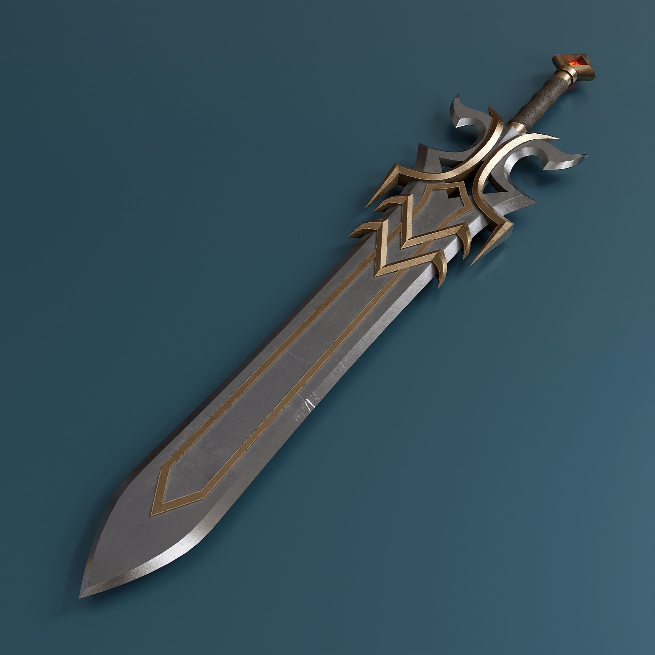 Small set of fantasy weapons Low-poly 3D model_4
