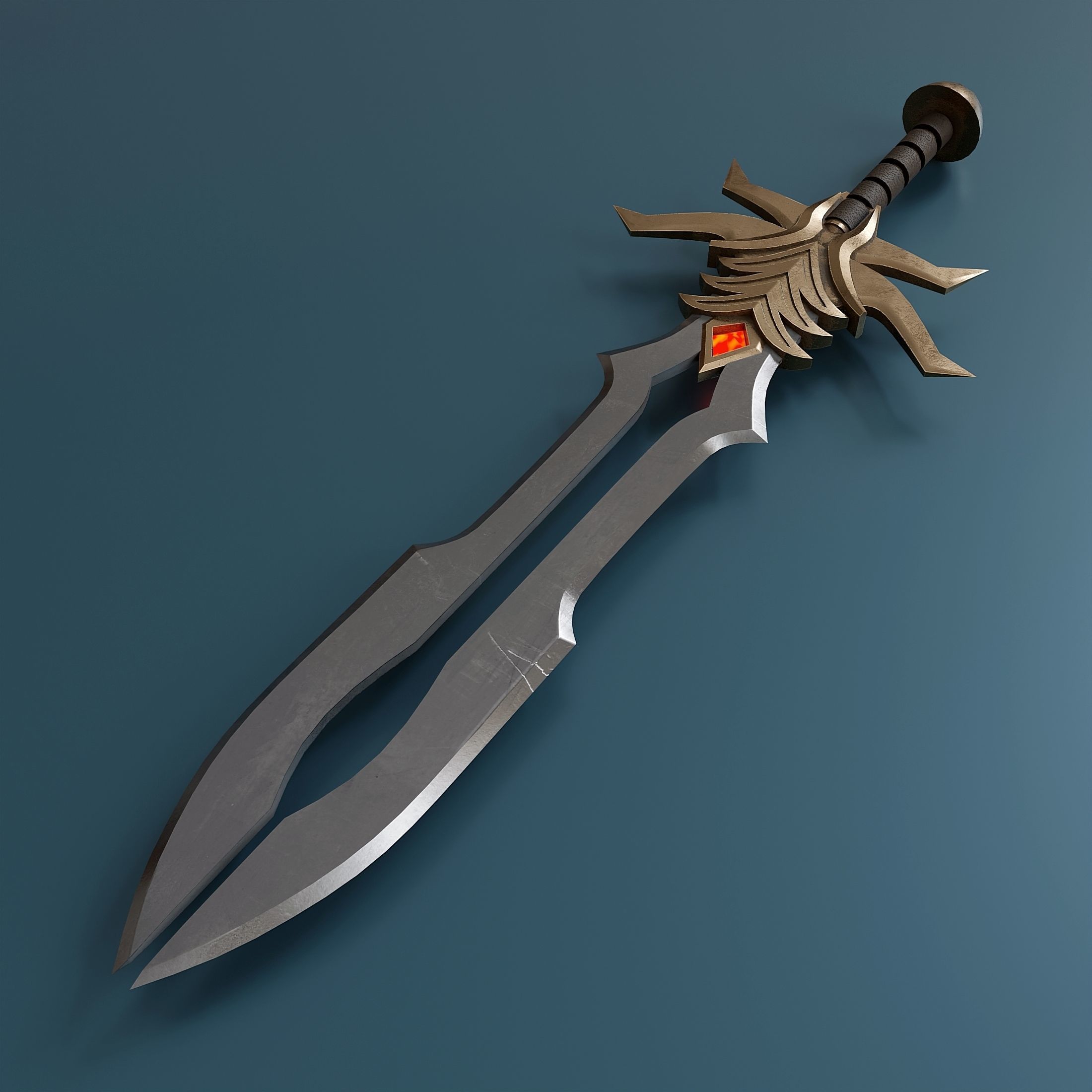 Small set of fantasy weapons Low-poly 3D model_6