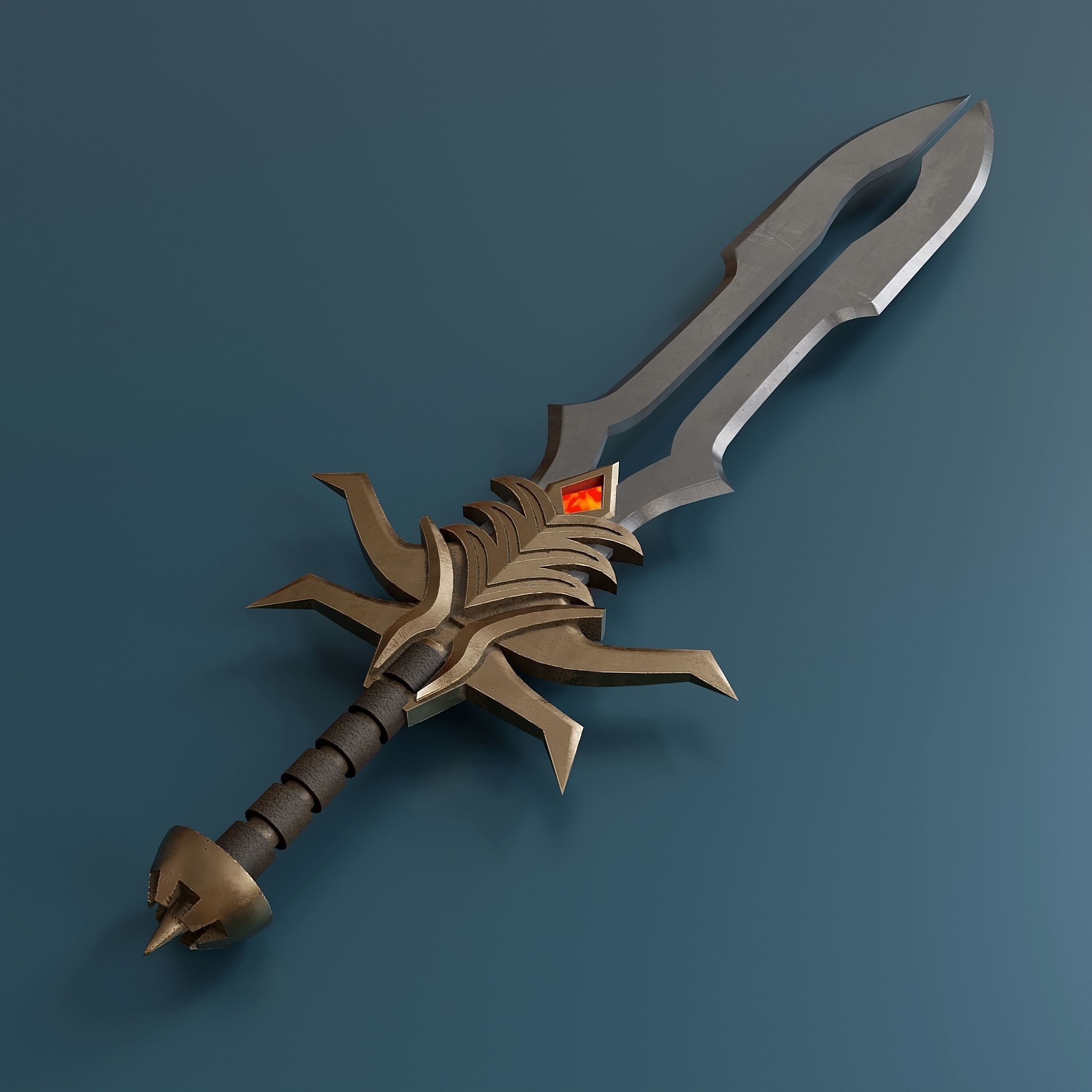 Small set of fantasy weapons Low-poly 3D model_5