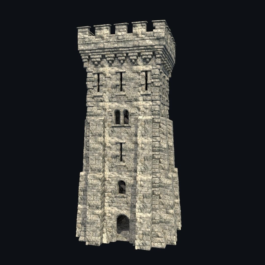 FORT MEDIEVAL CASTLE FORTRESS BAST RUIN TOWER COLLECTION BUILDER Low-poly 3D model_31