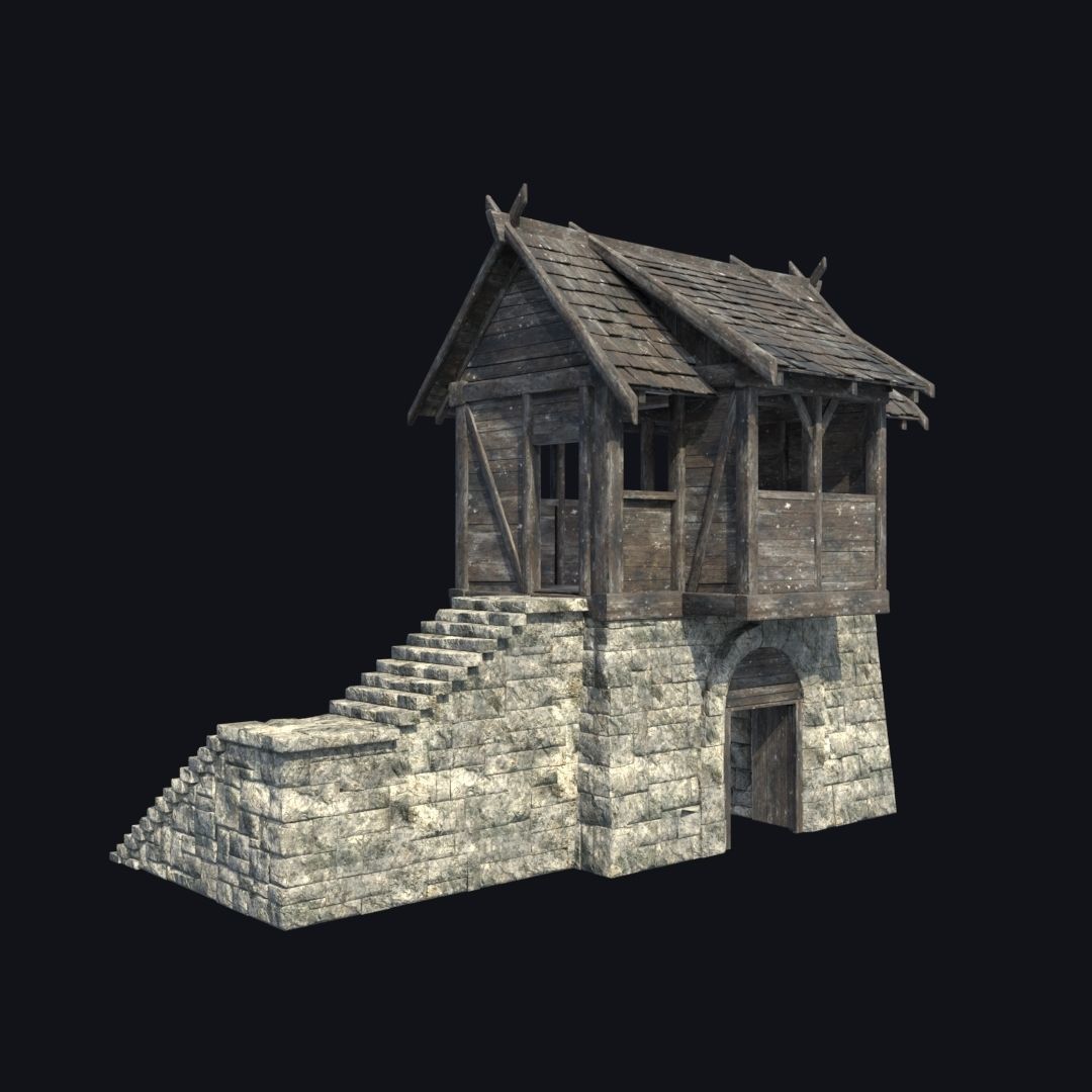 FORT MEDIEVAL CASTLE FORTRESS BAST RUIN TOWER COLLECTION BUILDER Low-poly 3D model_8