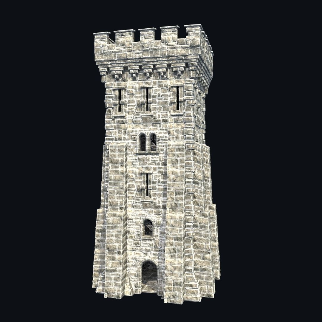 FORT MEDIEVAL CASTLE FORTRESS BAST RUIN TOWER COLLECTION BUILDER Low-poly 3D model_34