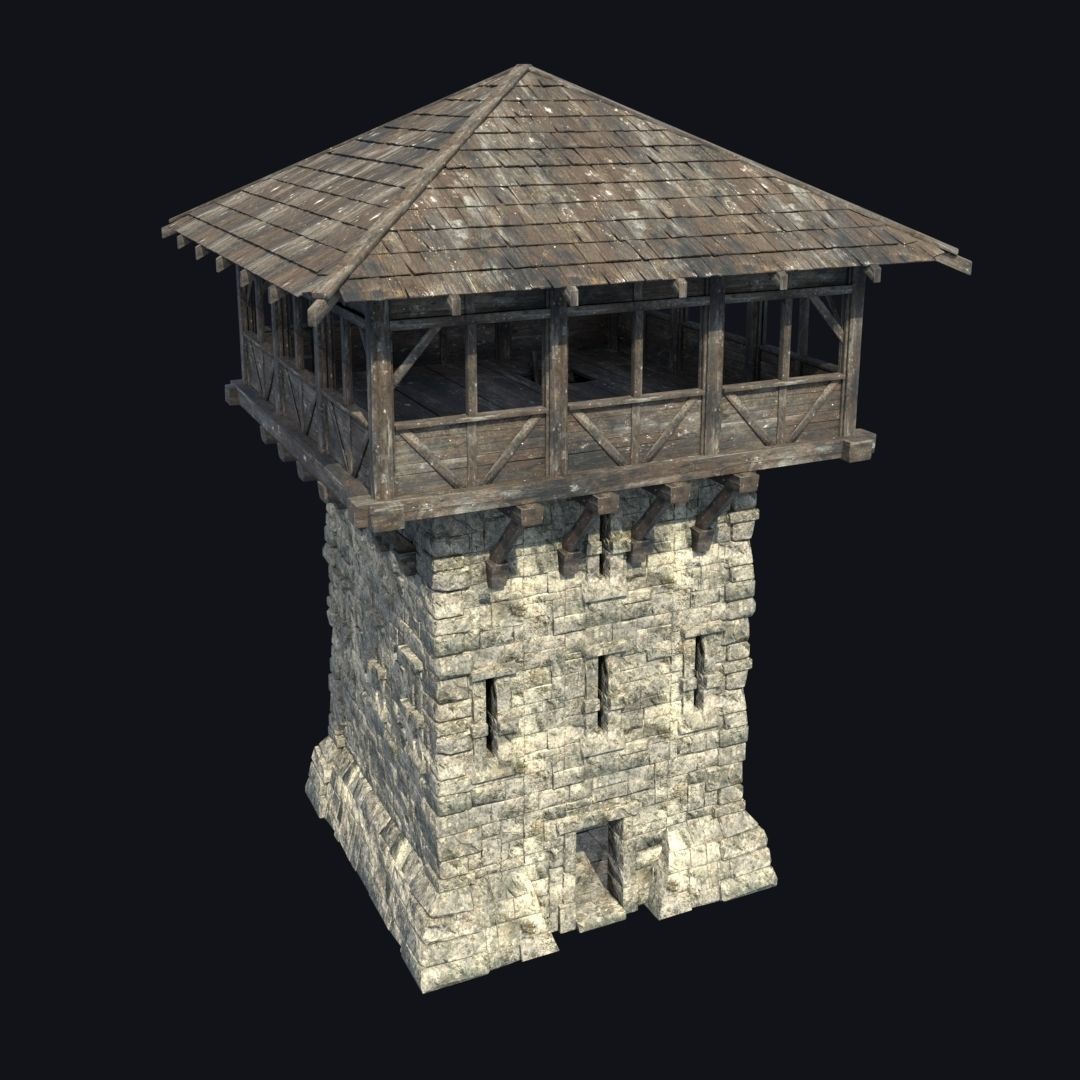 FORT MEDIEVAL CASTLE FORTRESS BAST RUIN TOWER COLLECTION BUILDER Low-poly 3D model_43