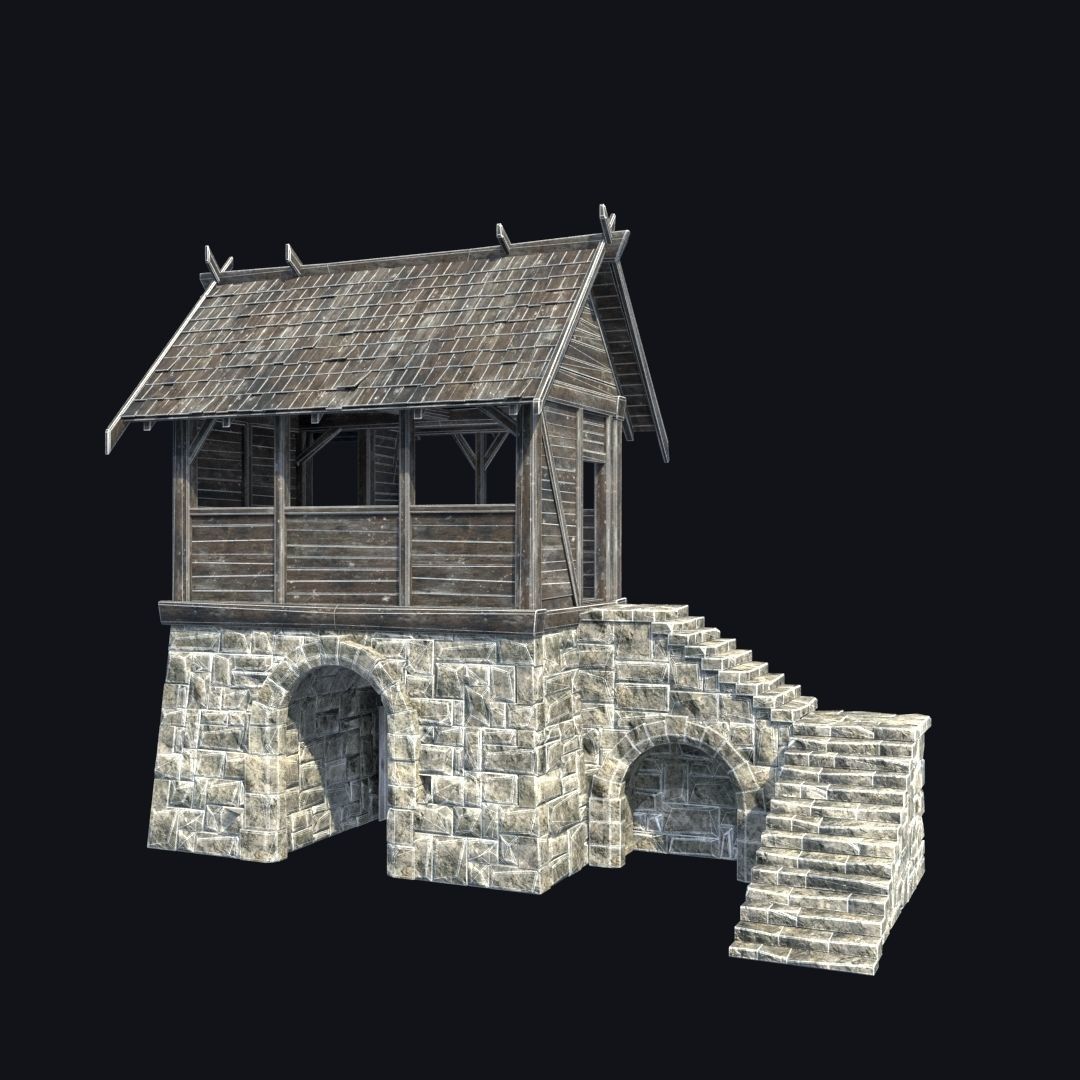FORT MEDIEVAL CASTLE FORTRESS BAST RUIN TOWER COLLECTION BUILDER Low-poly 3D model_9