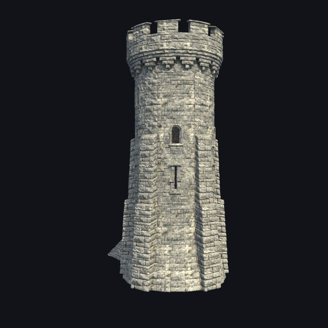 FORT MEDIEVAL CASTLE FORTRESS BAST RUIN TOWER COLLECTION BUILDER Low-poly 3D model_12